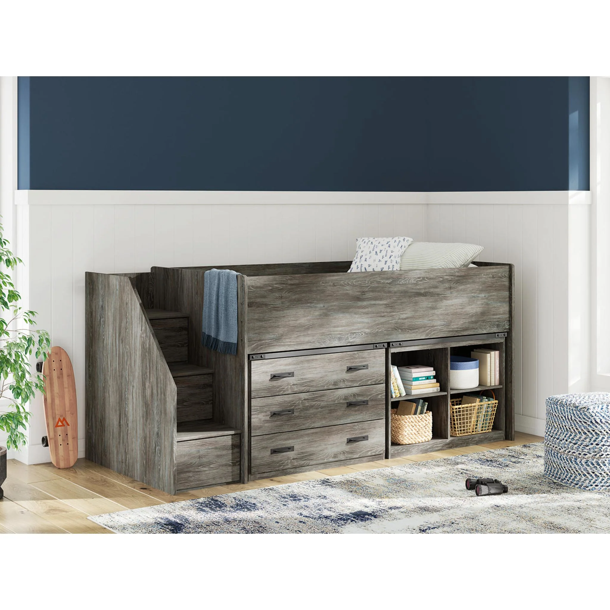 Frandern Twin Loft Bed with Storage - Gray - Image 9