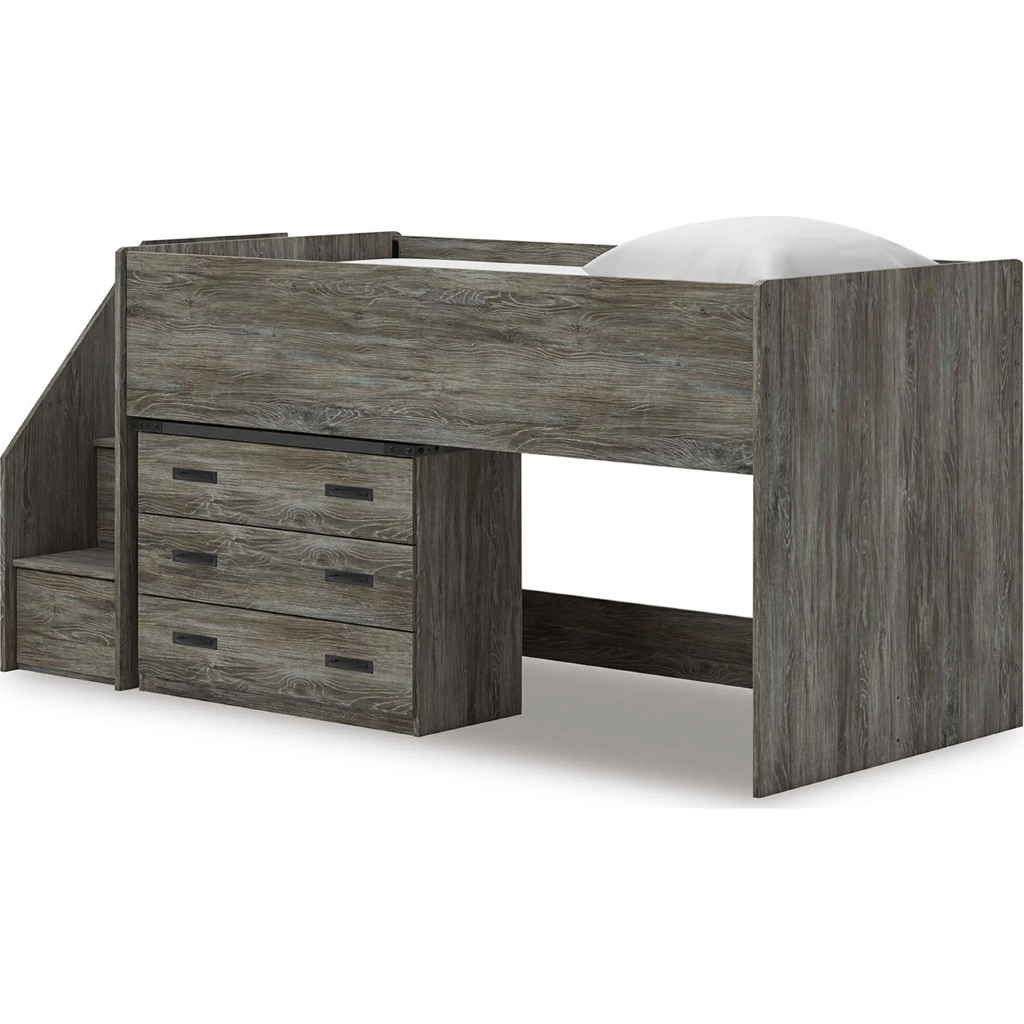 Frandern Twin Loft Bed with Storage - Gray - Image 2