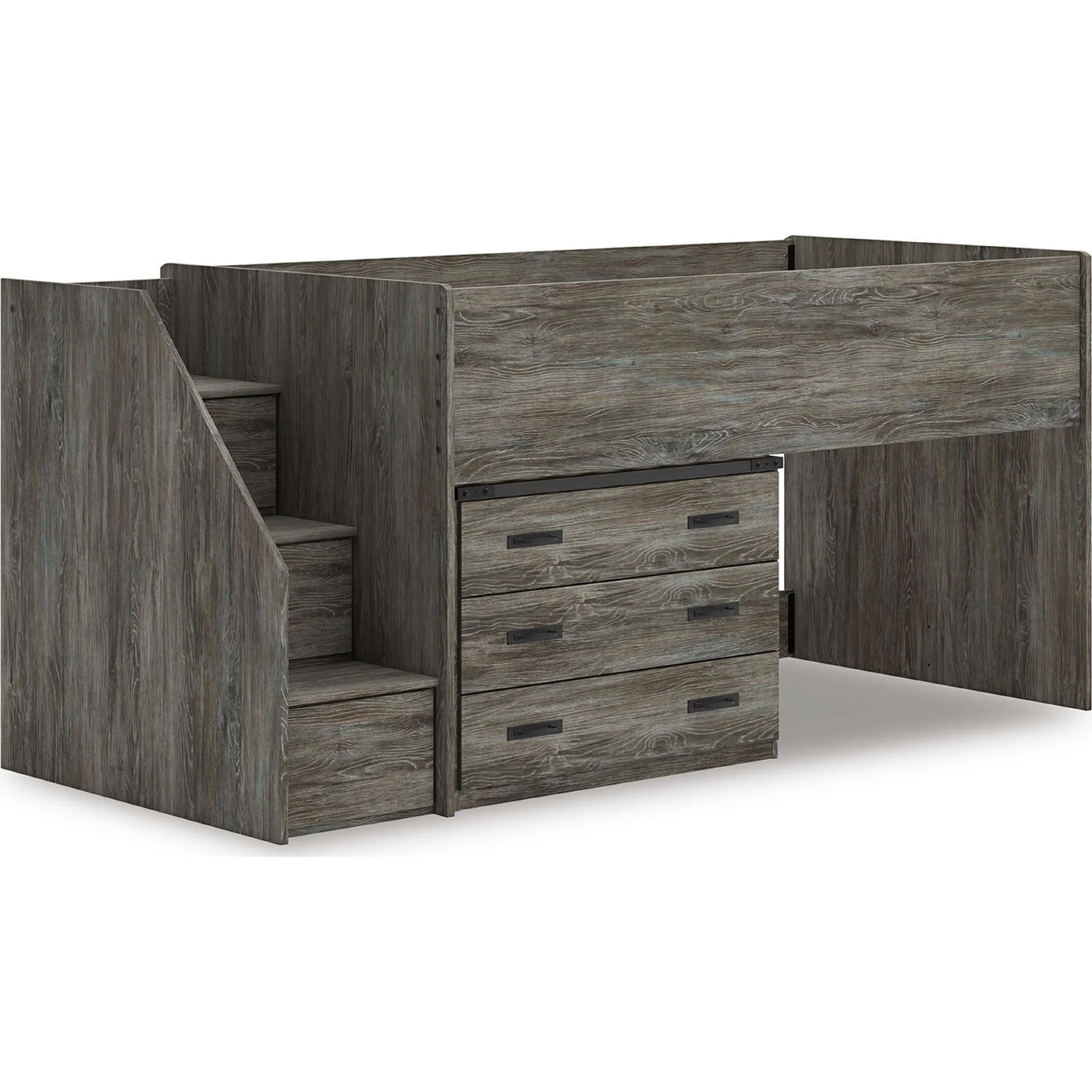 Frandern Twin Loft Bed with Storage - Gray - Image 3