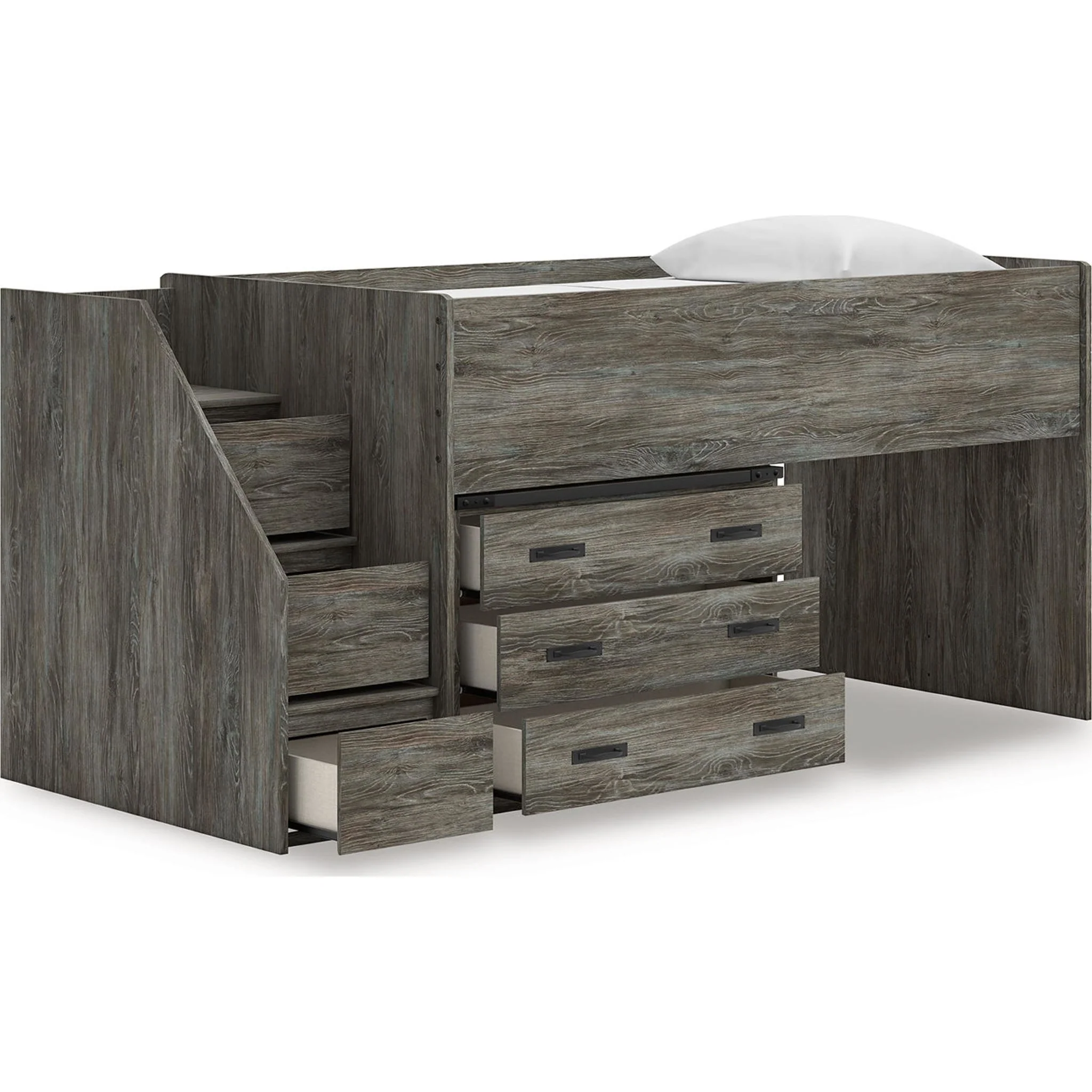 Frandern Twin Loft Bed with Storage - Gray - Image 4