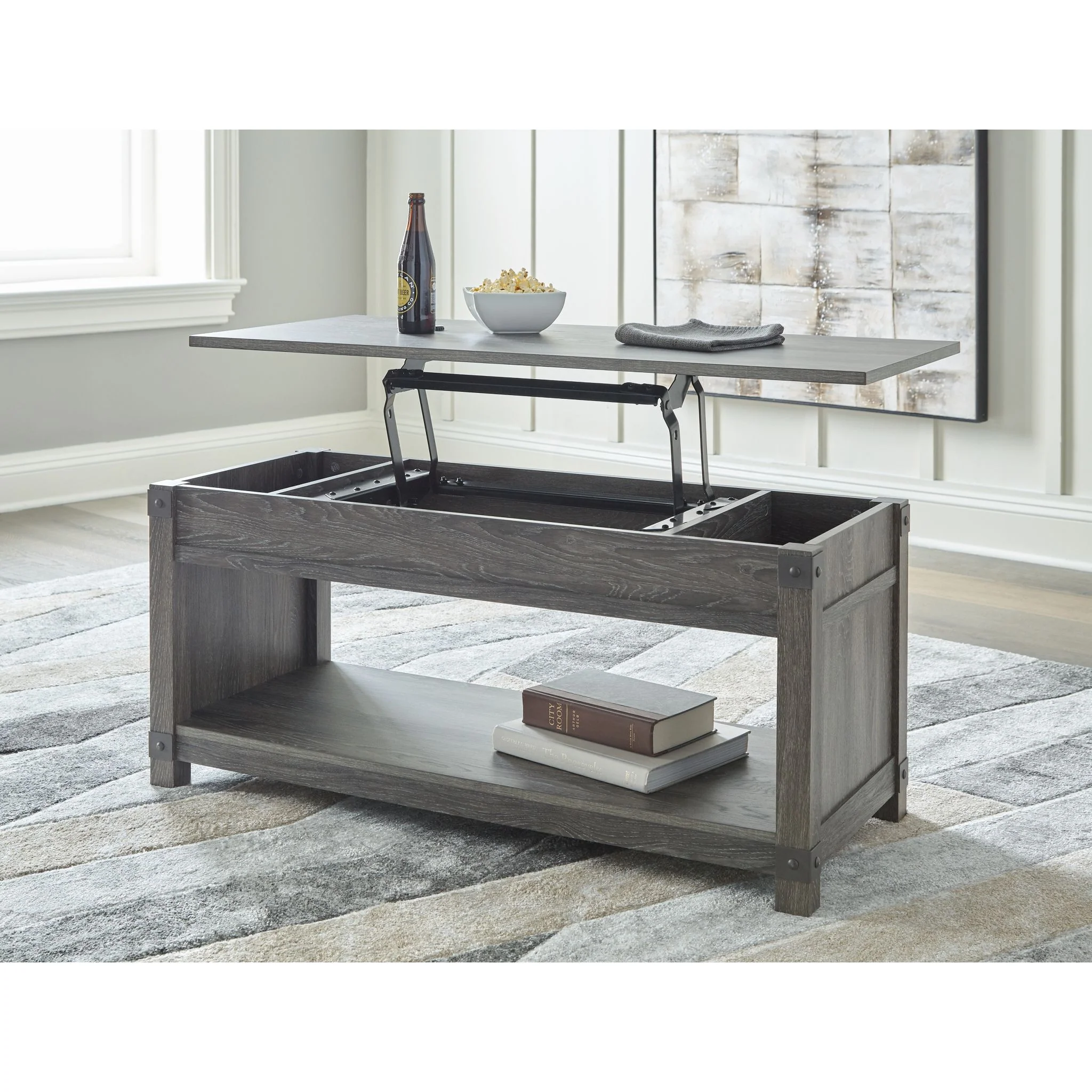 Freedan Coffee Table - Grayish Brown - Image 15
