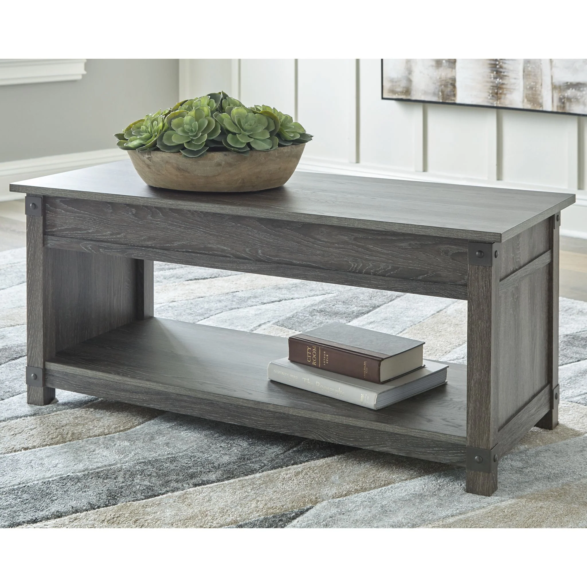 Freedan Coffee Table - Grayish Brown - Image 8