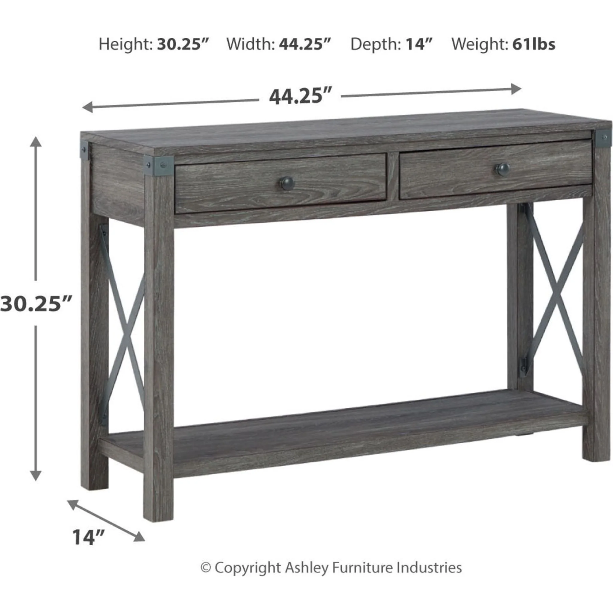 Freedan Sofa Table - Grayish Brown - Image 12