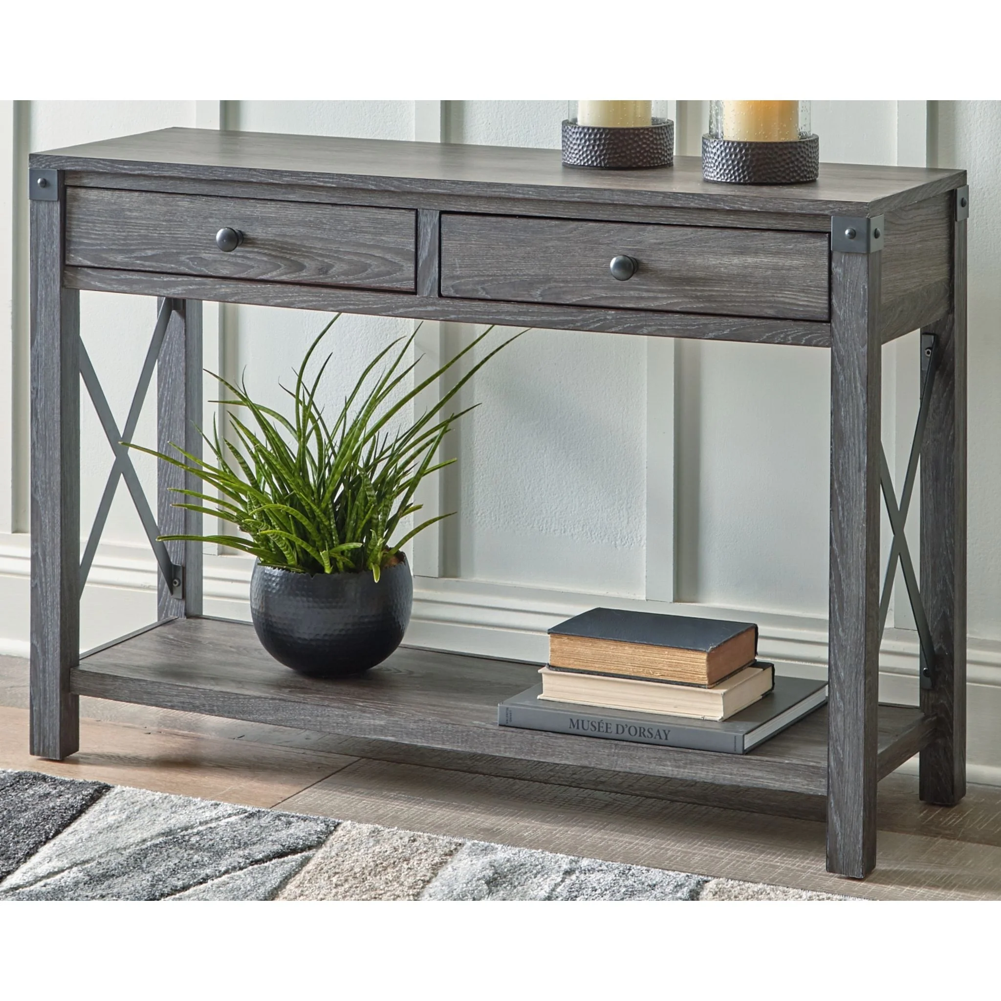 Freedan Sofa Table - Grayish Brown - Image 2