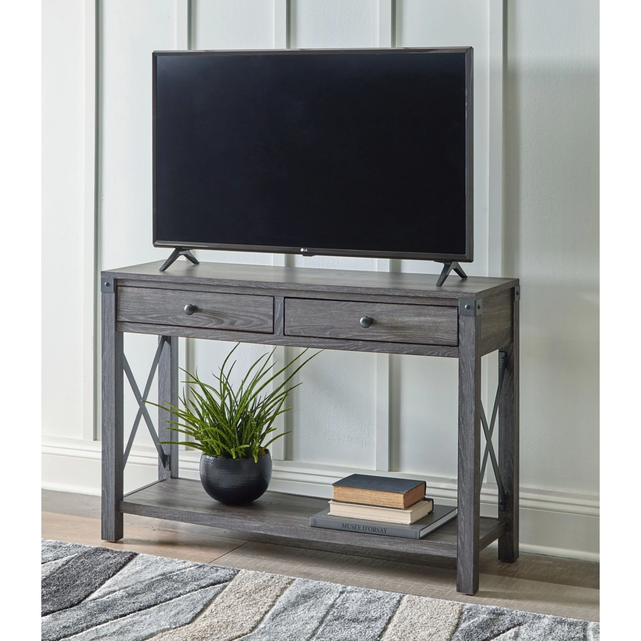Freedan Sofa Table - Grayish Brown - Image 3