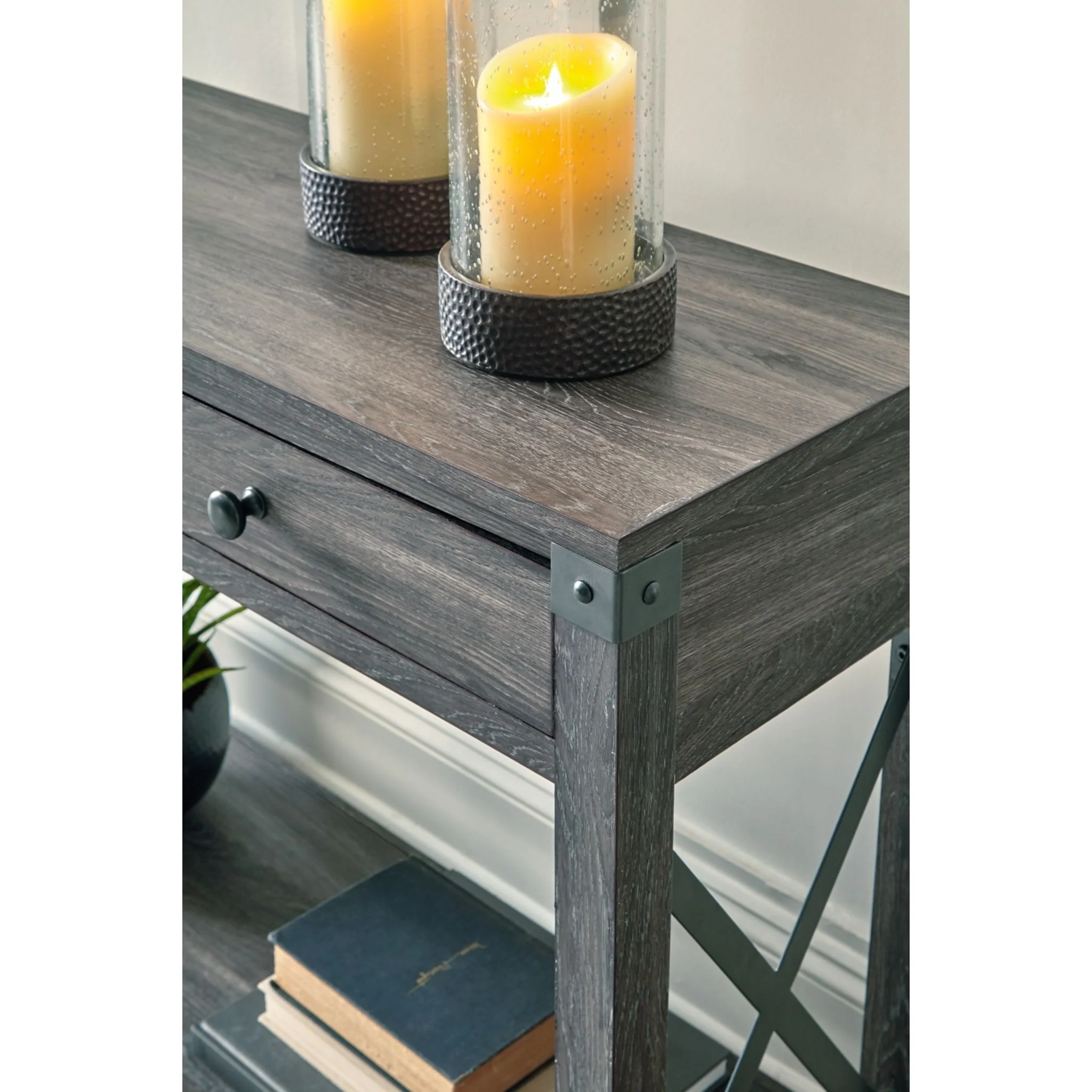 Freedan Sofa Table - Grayish Brown - Image 7