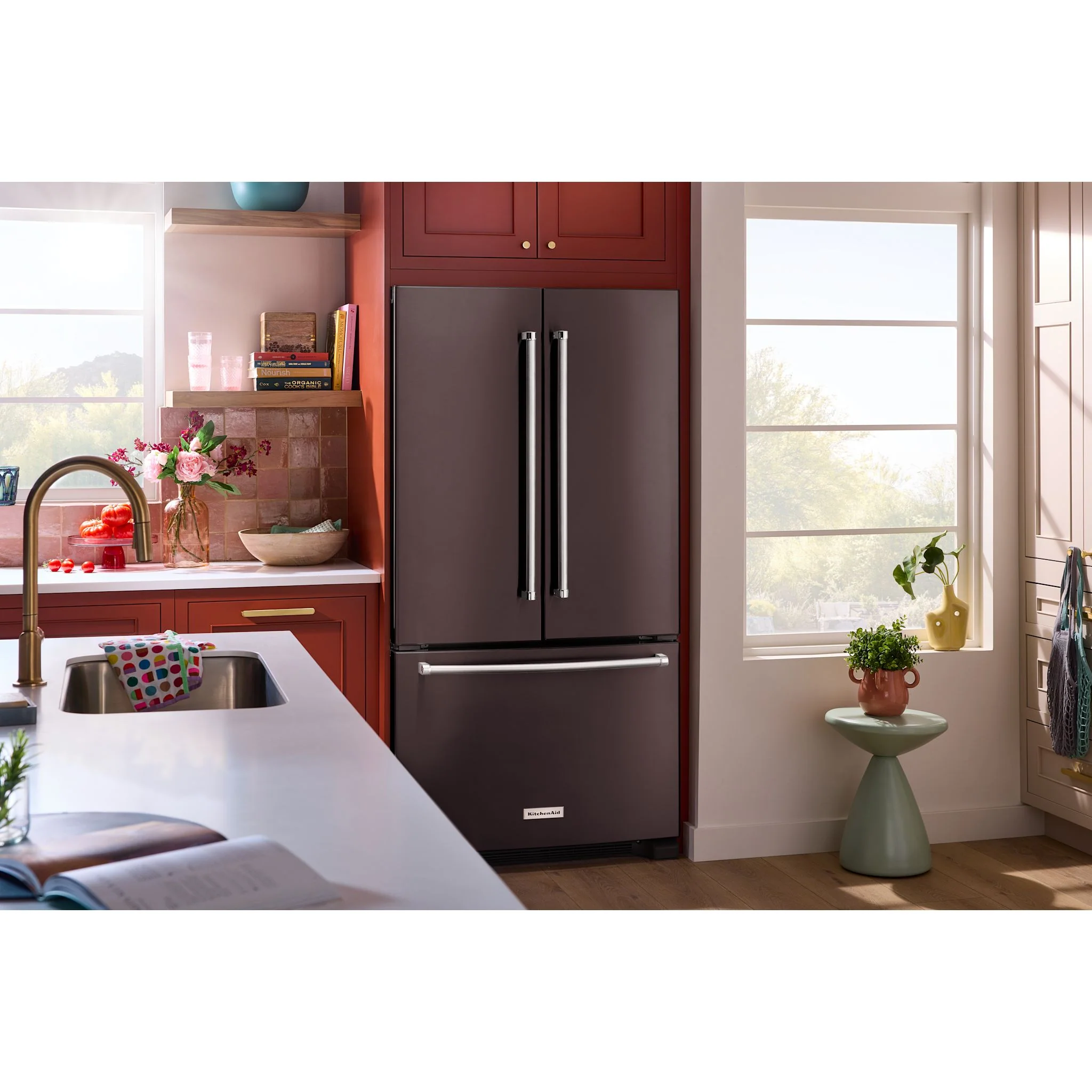 KitchenAid 20 cu. ft. 36-Inch Width Counter-Depth French Door Refrigerator with Interior Dispense -Black Stainless (KRFC136RBS) - Image 6