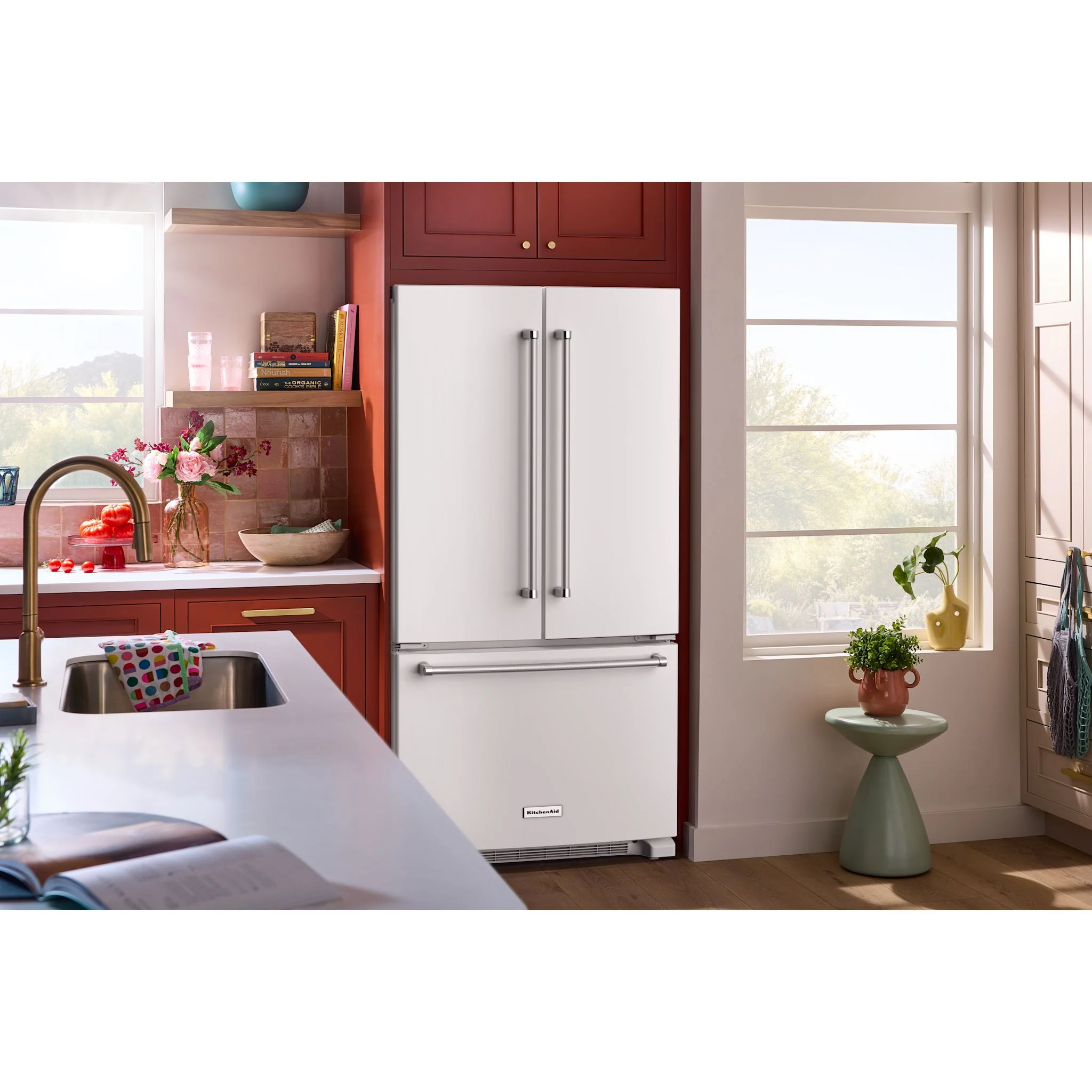 KitchenAid 20 cu. ft. 36-Inch Width Counter-Depth French Door Refrigerator with Interior Dispense -White (KRFC136RWH) - Image 4