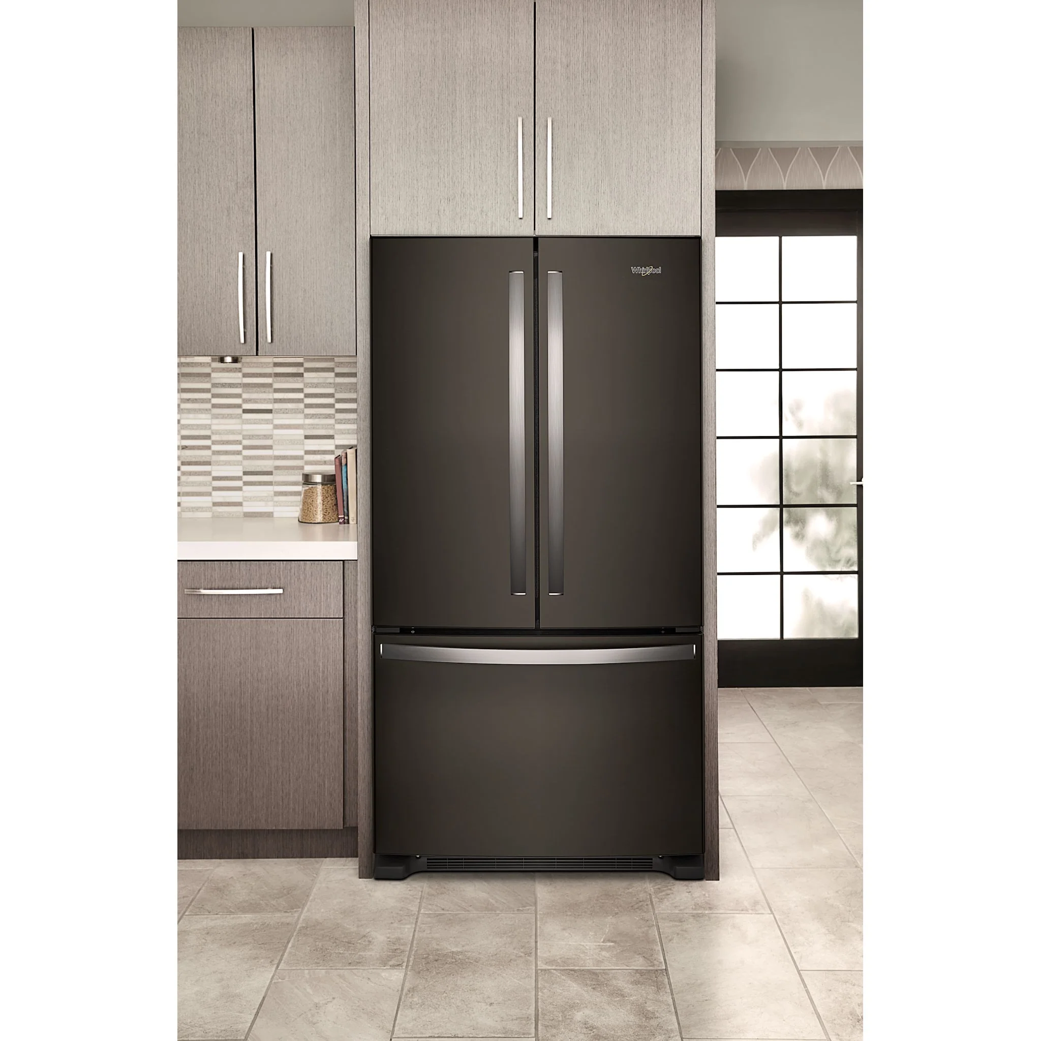 Whirlpool 36-Inch Wide Counter-Depth French Door Bottom Mount Refrigerator - 20 cu. ft. -Black (WRFC2036RB) - Image 5