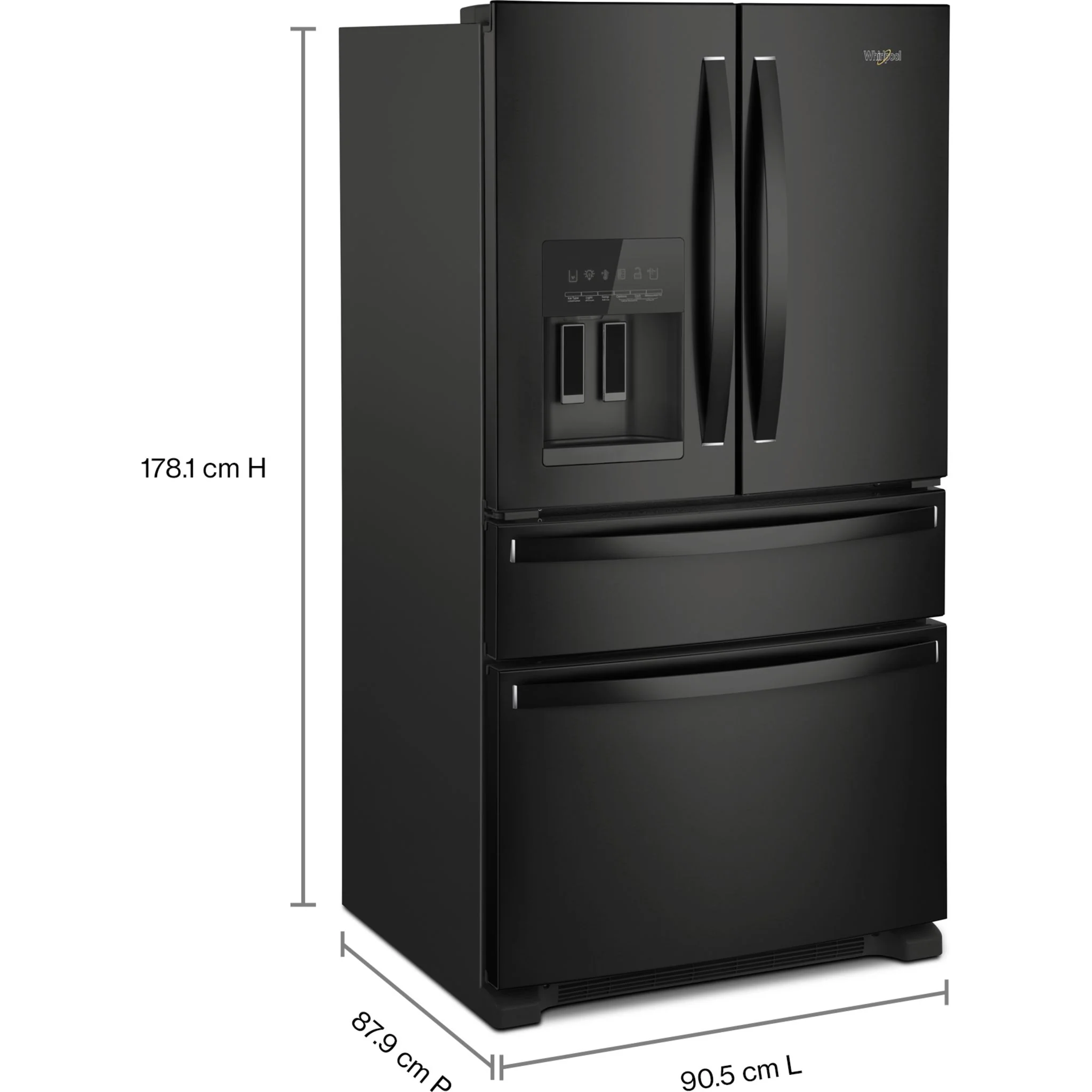 Whirlpool 36-Inch Wide French Door Bottom Mount Refrigerator - 25 cu. ft. -Black (WRMF3636RB) - Image 3