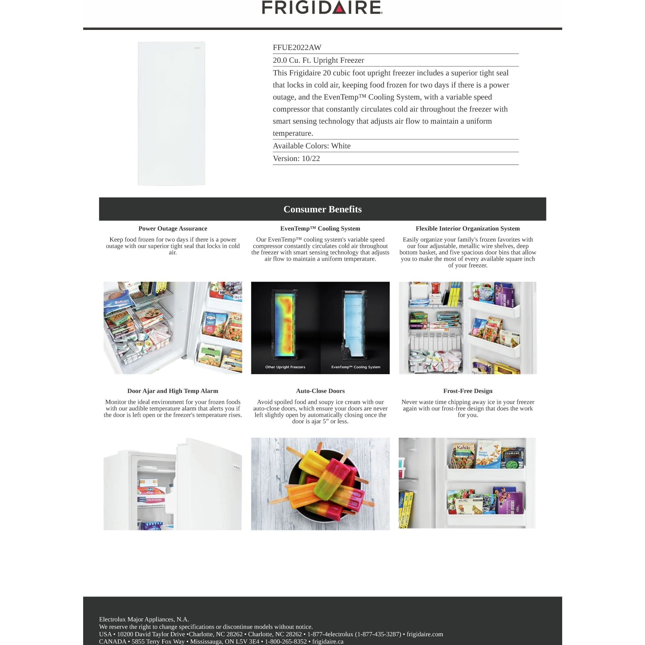 Frigidaire 20 Cu. Ft. Garage Ready Upright Freezer - White ( FFUE2022AW ) - Image 11