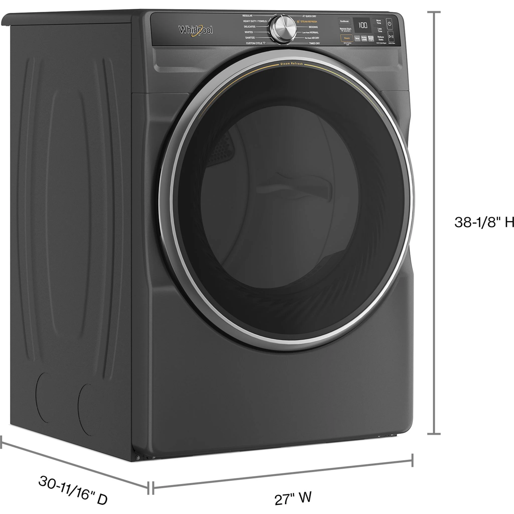 Whirlpool 7.4 cu. ft. Smart Front Load ENERGY STAR Certified Gas Dryer with Wrinkle ShieldOption -Volcano Black (WGD5720RU) - Image 3