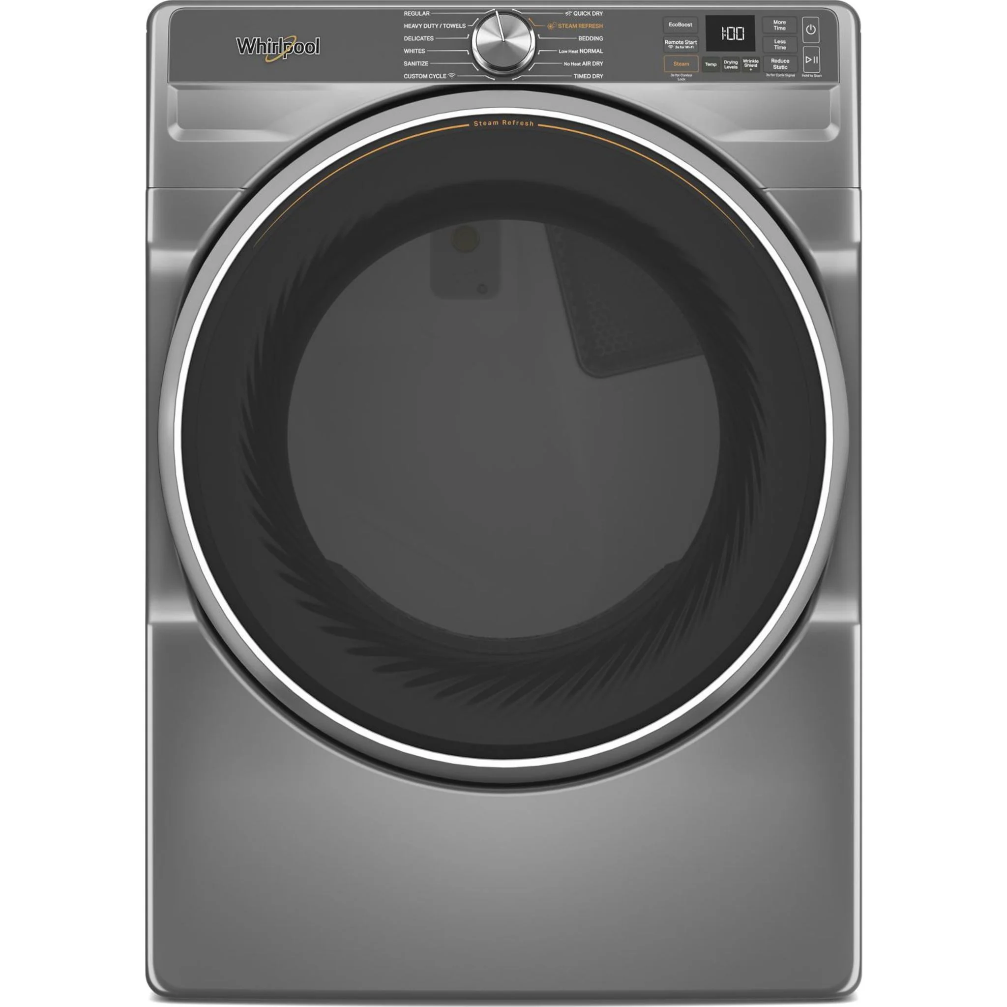 Whirlpool 7.4 cu. ft. Smart Front Load ENERGY STAR Certified Gas Dryer with Steam Capabilities -Radiant Silver (WGD6720RR)