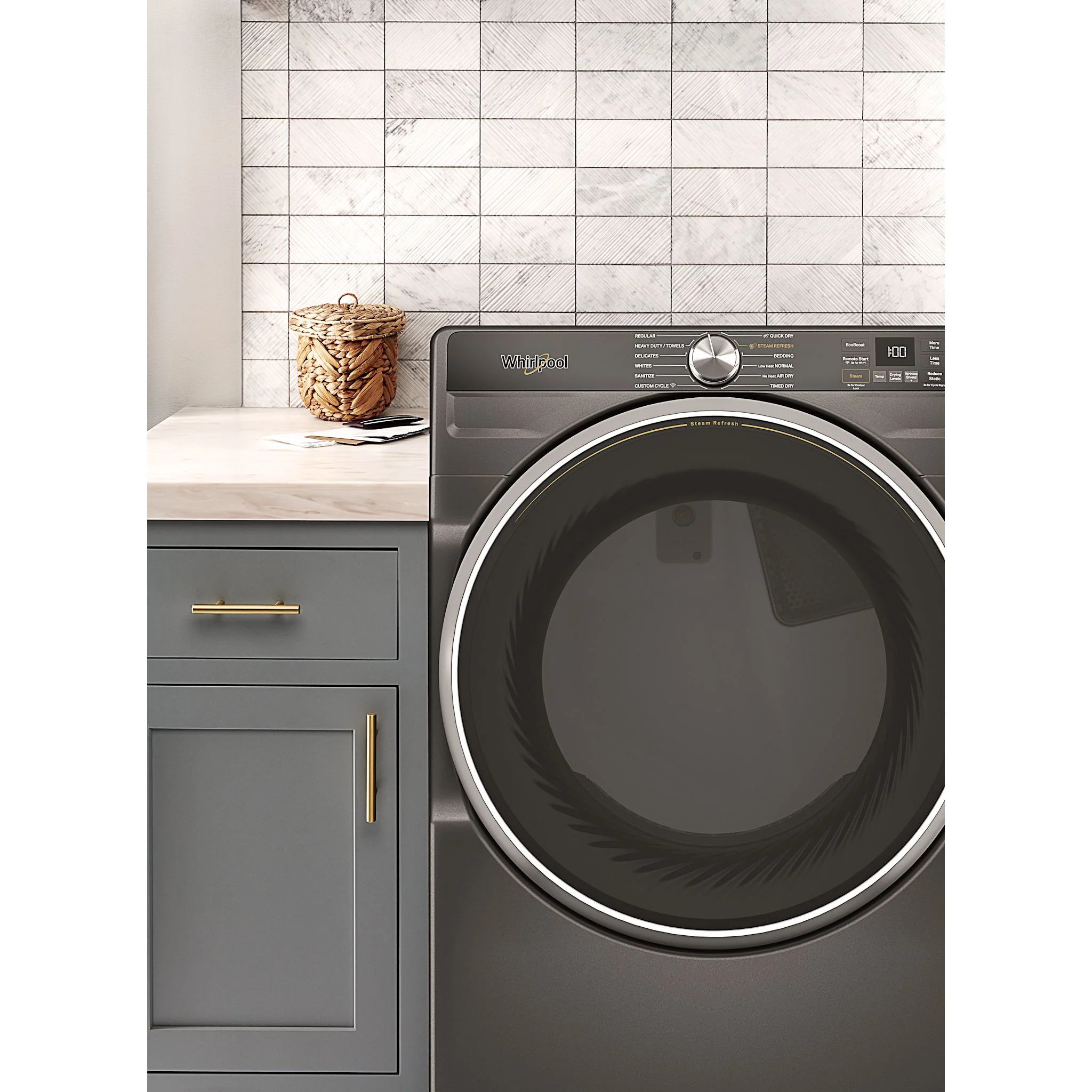 Whirlpool 7.4 cu. ft. Smart Front Load ENERGY STAR Certified Gas Dryer with Steam Capabilities -Volcano Black (WGD6720RU) - Image 5