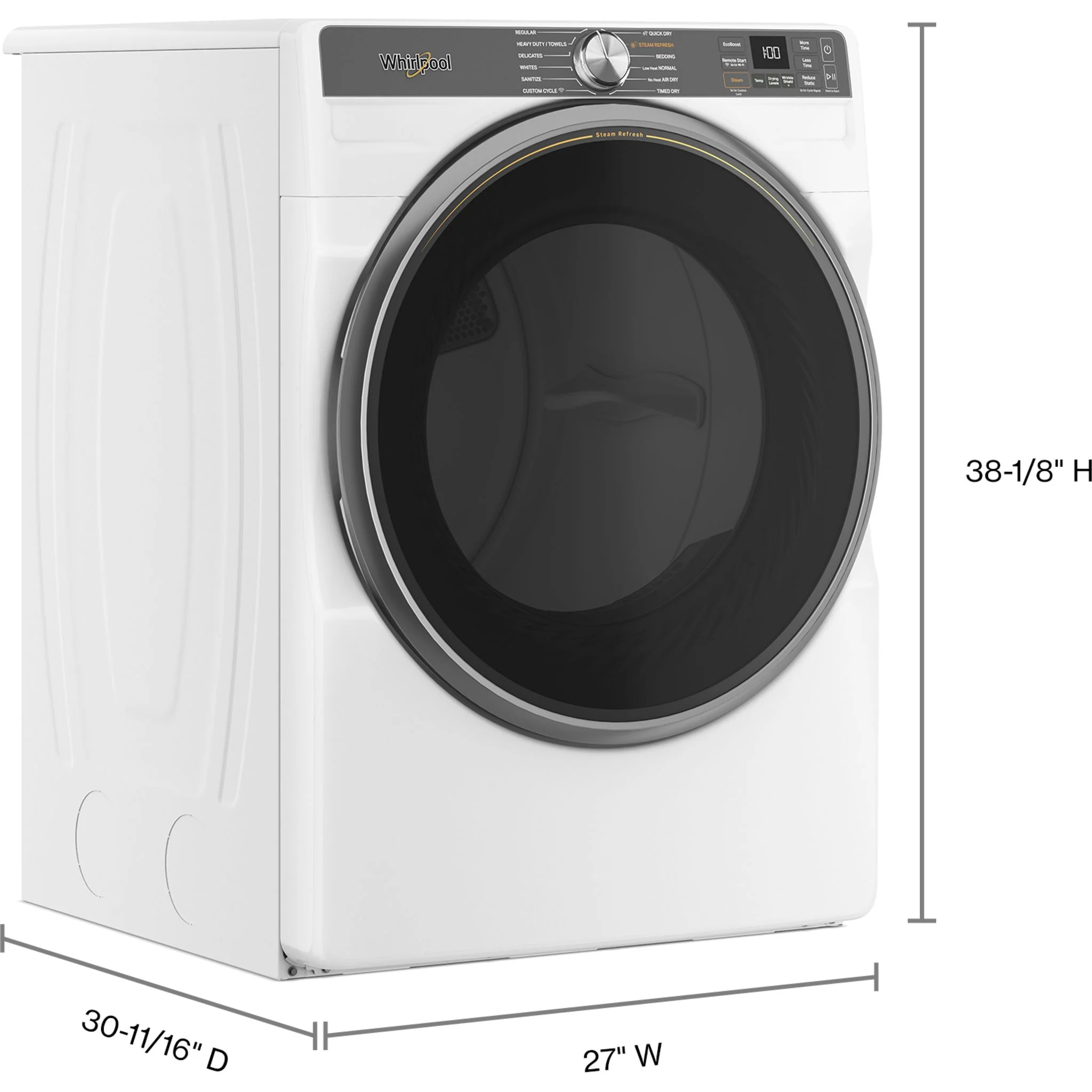 Whirlpool 7.4 cu. ft. Smart Front Load ENERGY STAR Electric Dryer with Steam Capabilities -White (YWED6720RW) - Image 2