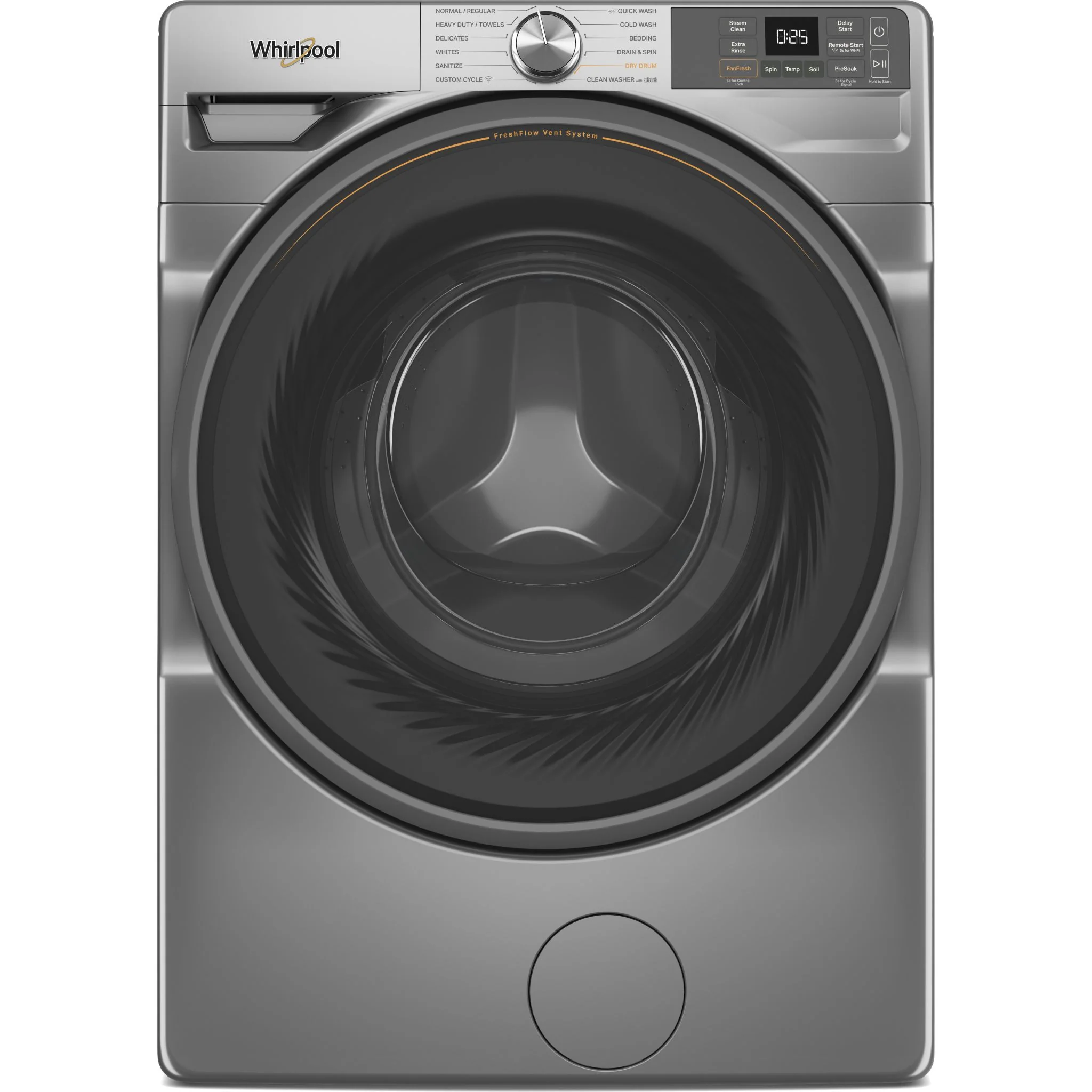 Whirlpool 5.2 cu. ft. Smart Front Load ENERGY STAR Certified Washer with FreshFlowVent System -Radiant Silver (WFW5720RR)