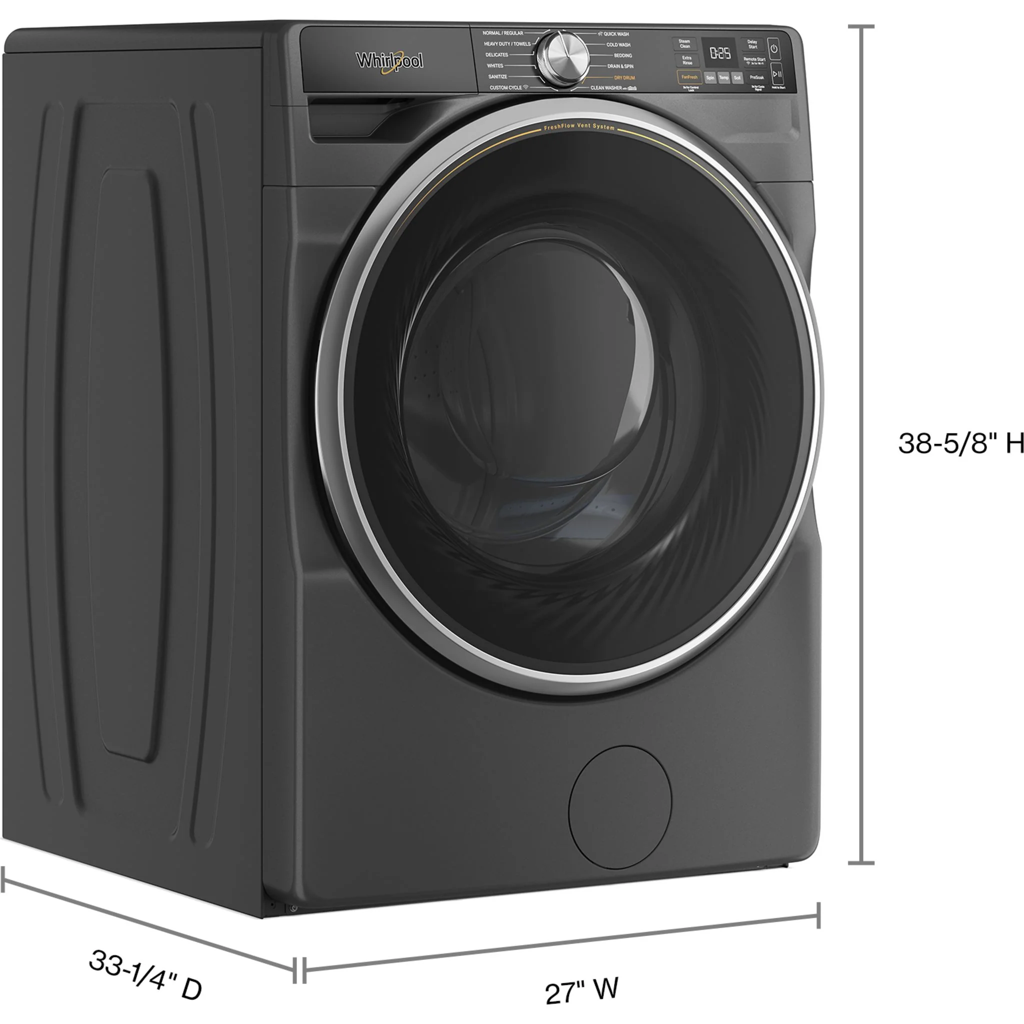 Whirlpool 5.8 cu. ft. Smart Front Load ENERGY STAR Certified Washer with FreshFlowVent System and AI Intelligent Wash -Volcano Black (WFW6720RU) - Image 5