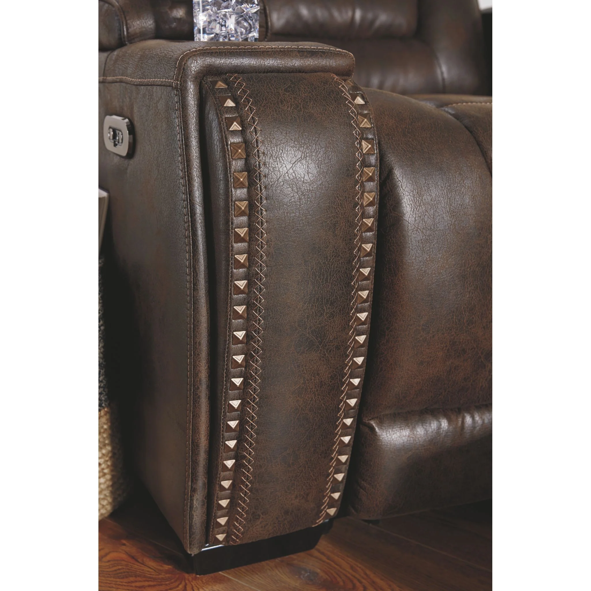 Game Zone Power Reclining Love With Power Headrest - Bark - Image 10