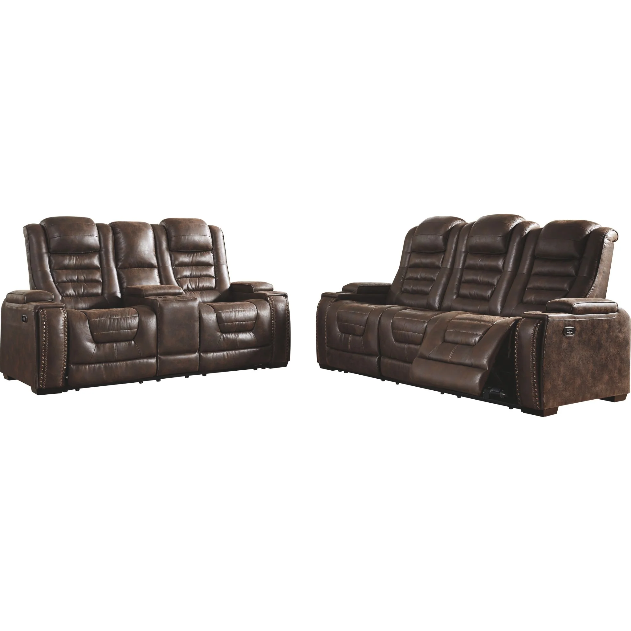 Game Zone Power Reclining Love With Power Headrest - Bark - Image 3