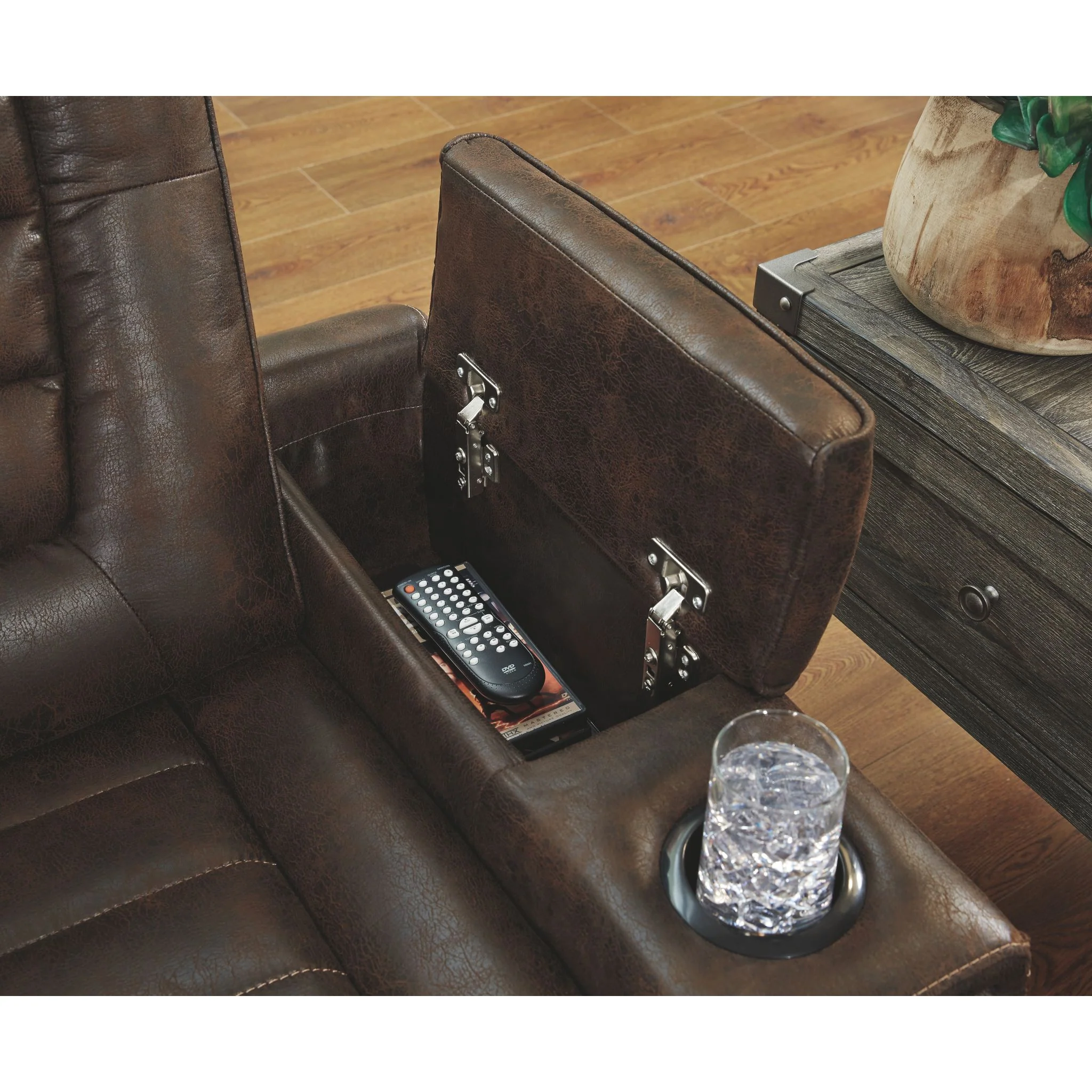 Game Zone Power Reclining Love With Power Headrest - Bark - Image 8