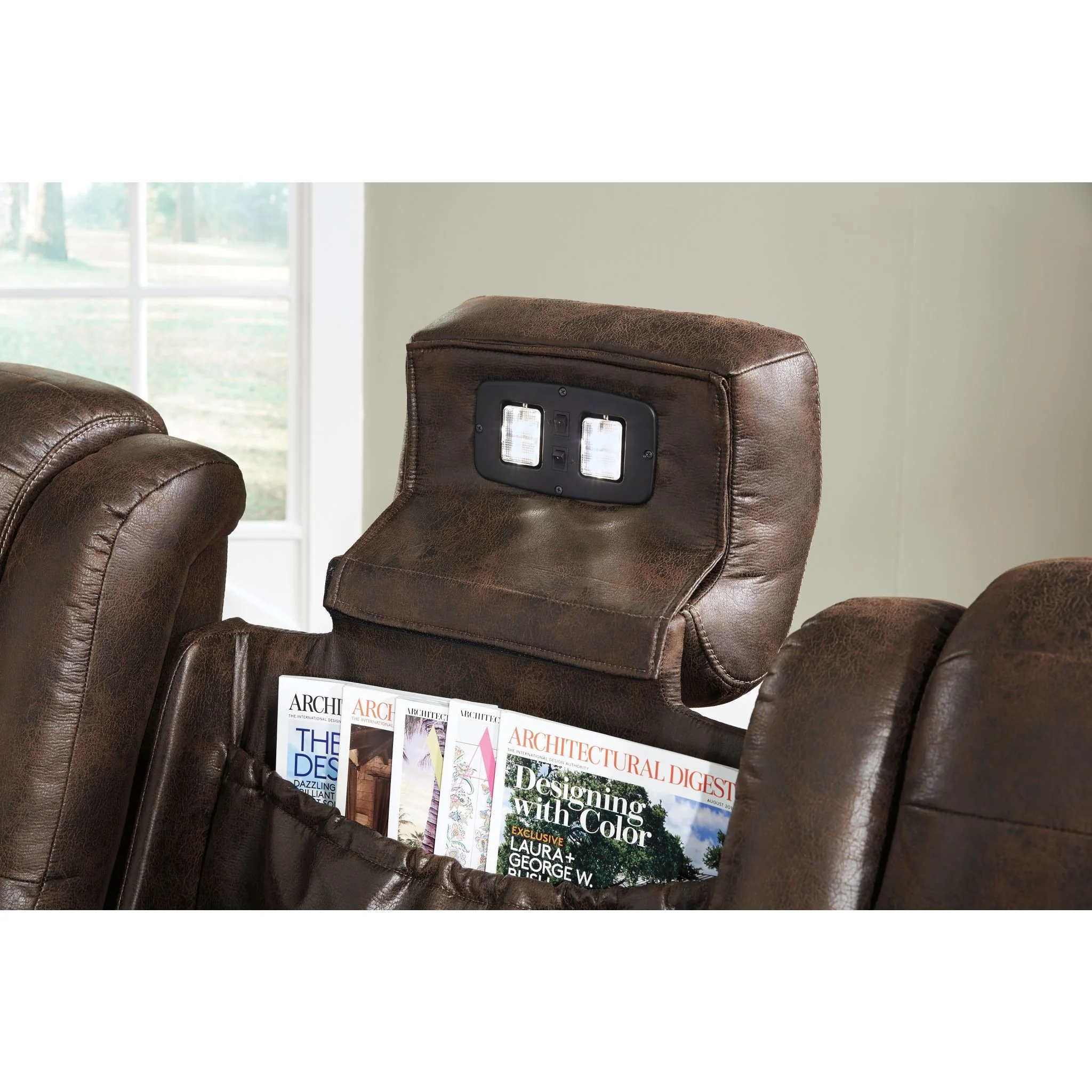 Game Zone Power Reclining Sofa With Power Headrest - Bark - Image 11