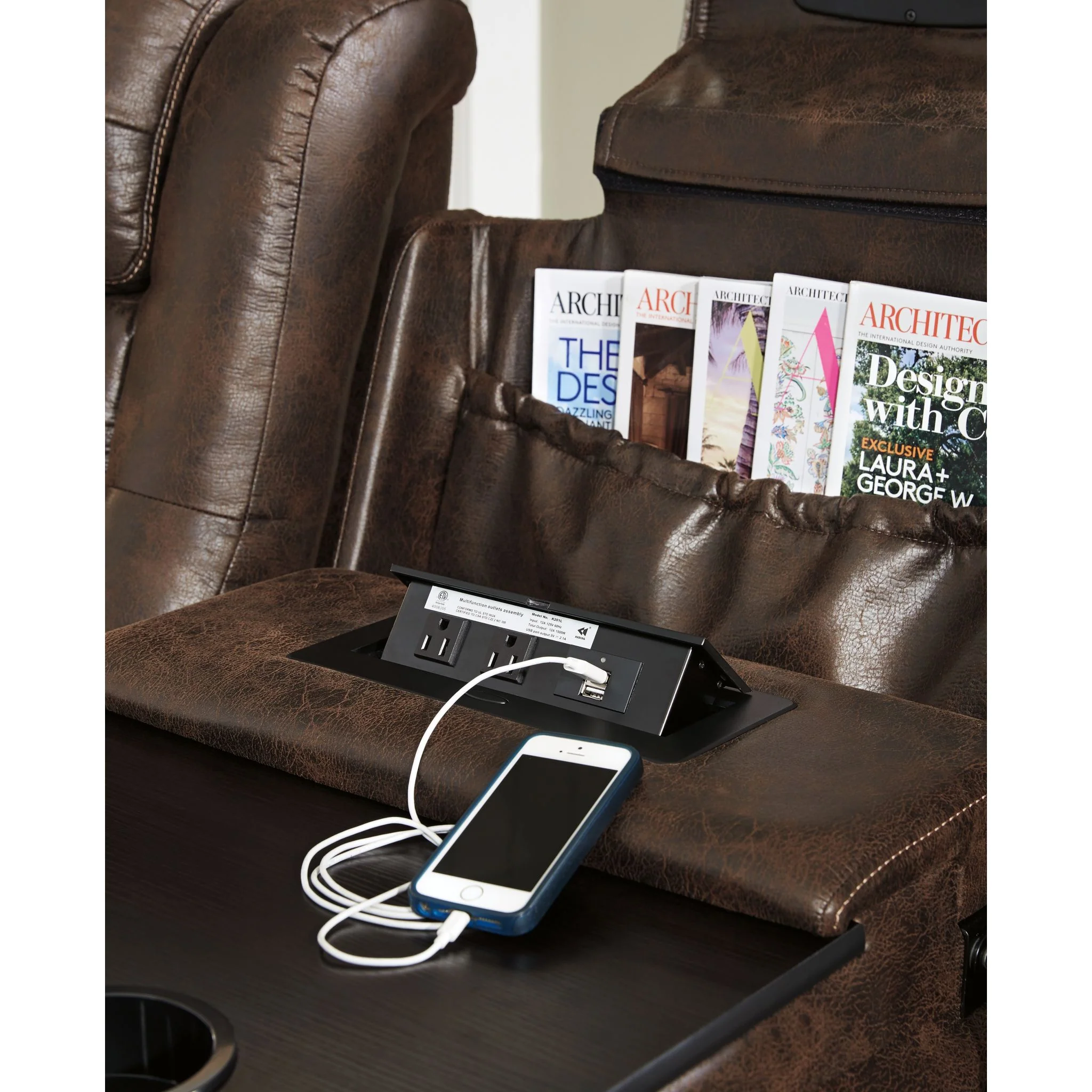 Game Zone Power Reclining Sofa With Power Headrest - Bark - Image 12