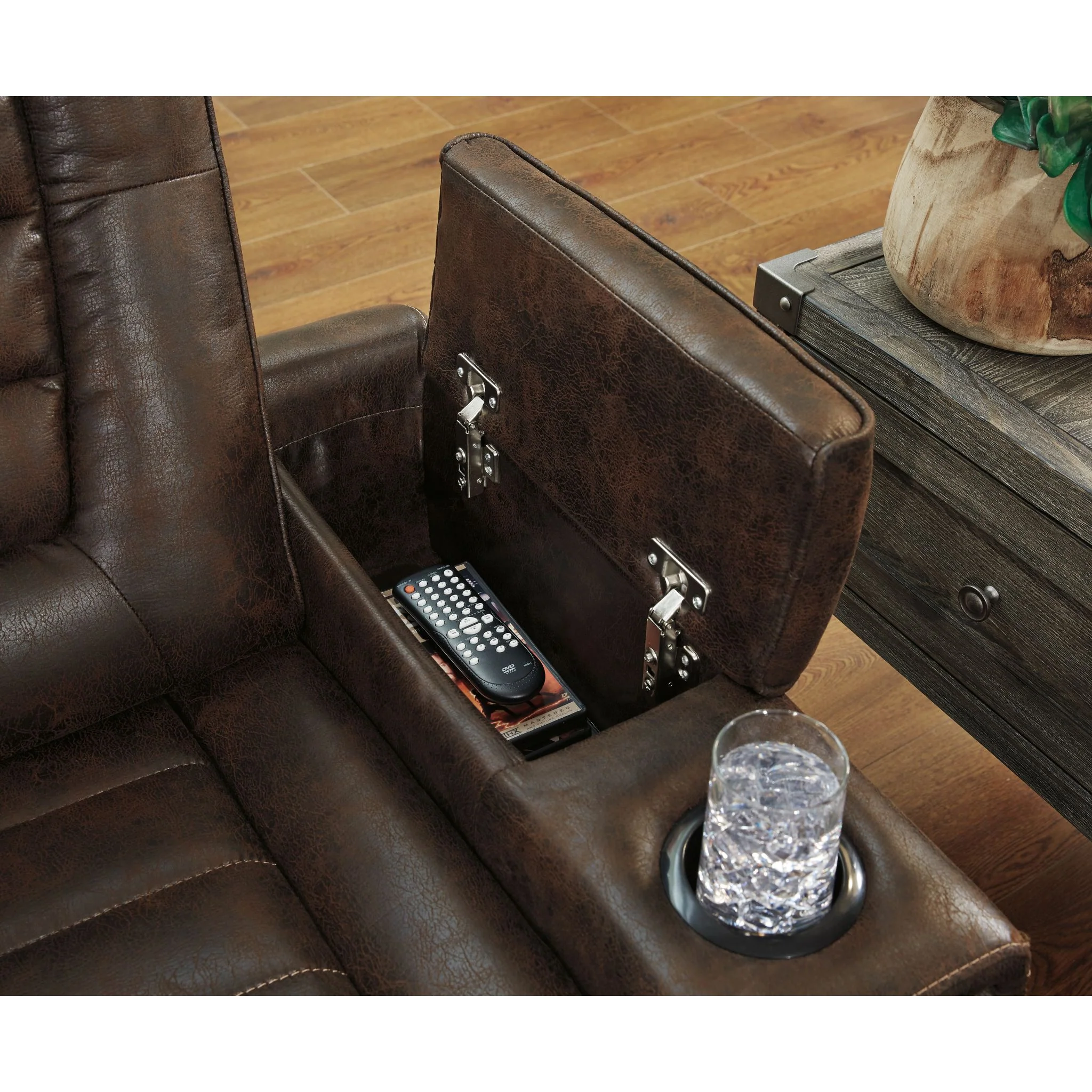 Game Zone Power Reclining Sofa With Power Headrest - Bark - Image 13
