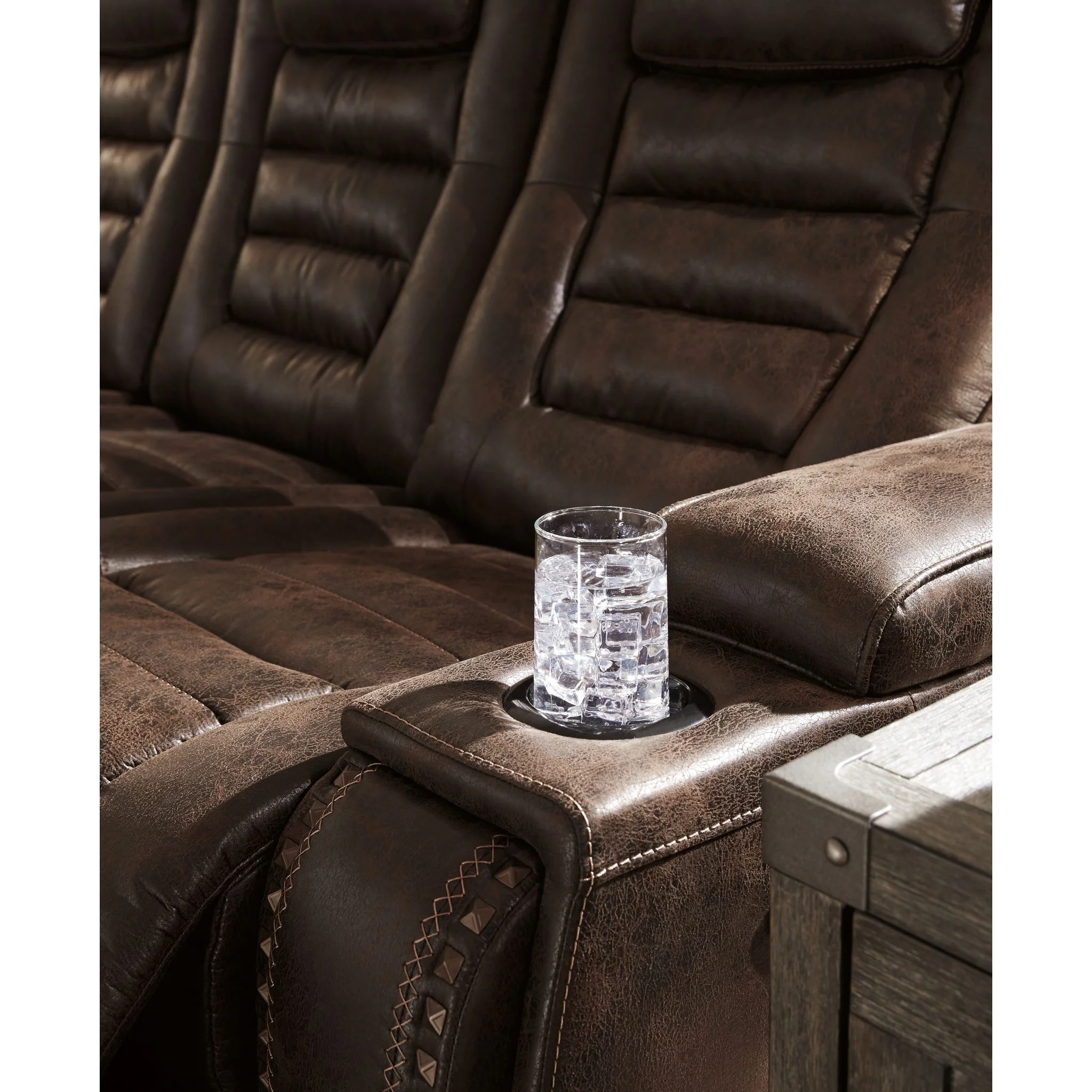 Game Zone Power Reclining Sofa With Power Headrest - Bark - Image 14