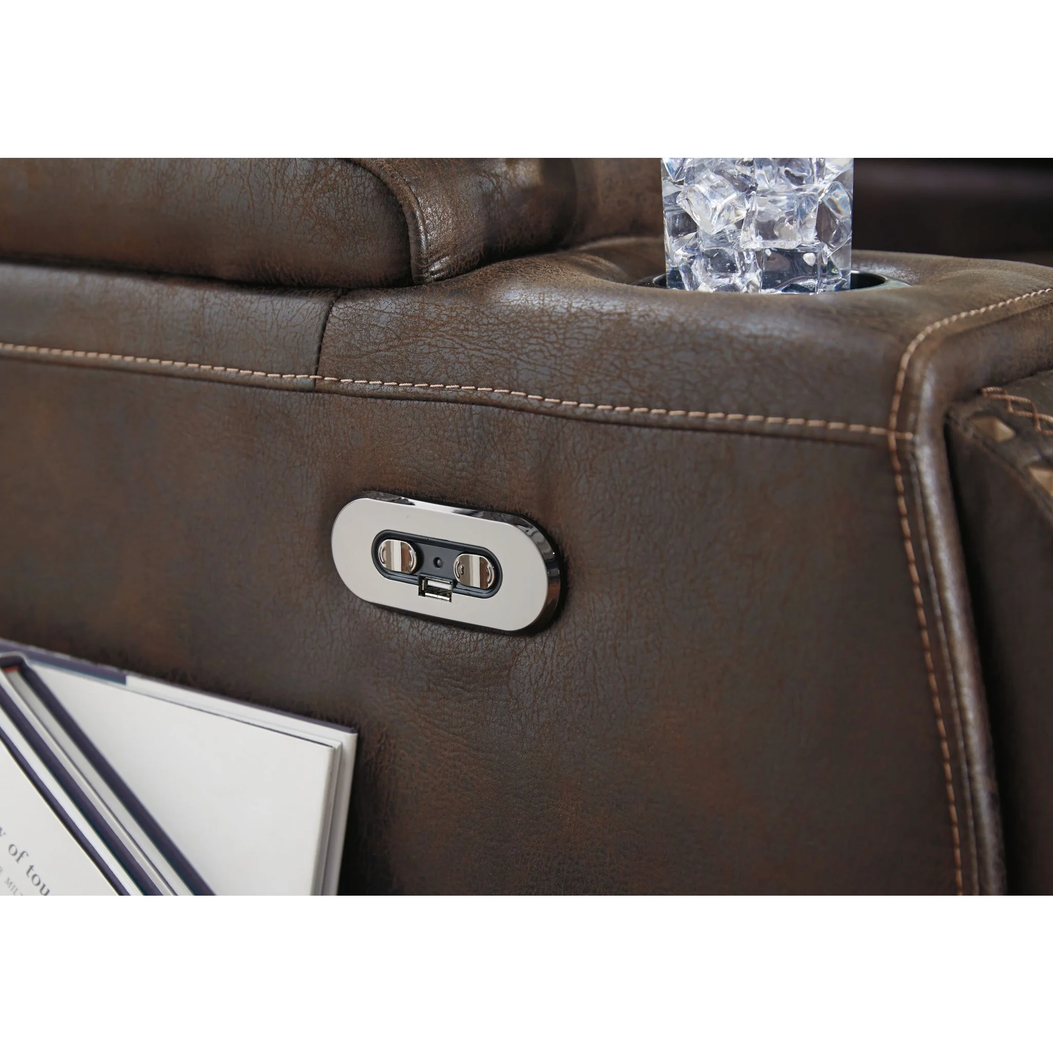 Game Zone Power Reclining Sofa With Power Headrest - Bark - Image 17