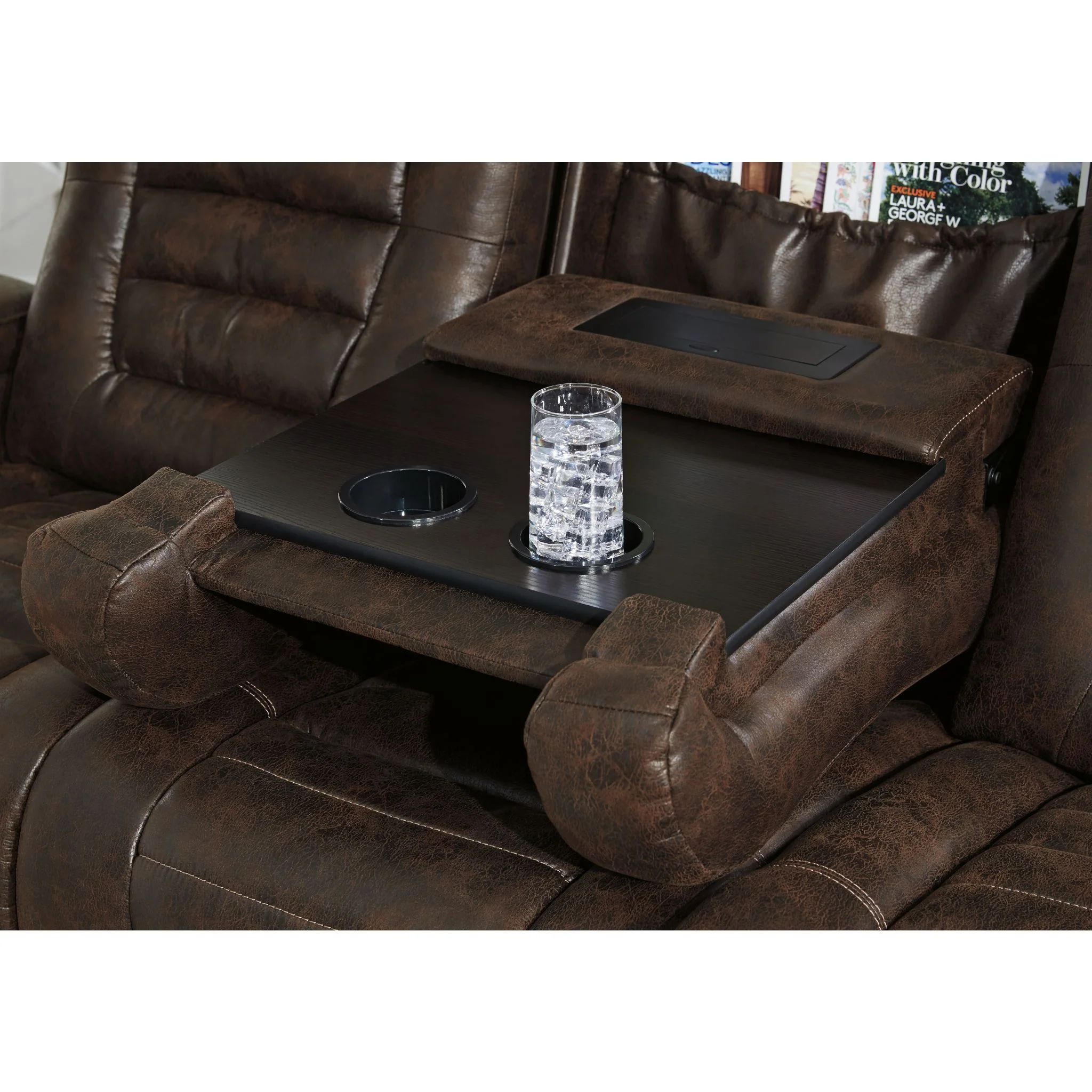 Game Zone Power Reclining Sofa With Power Headrest - Bark - Image 18