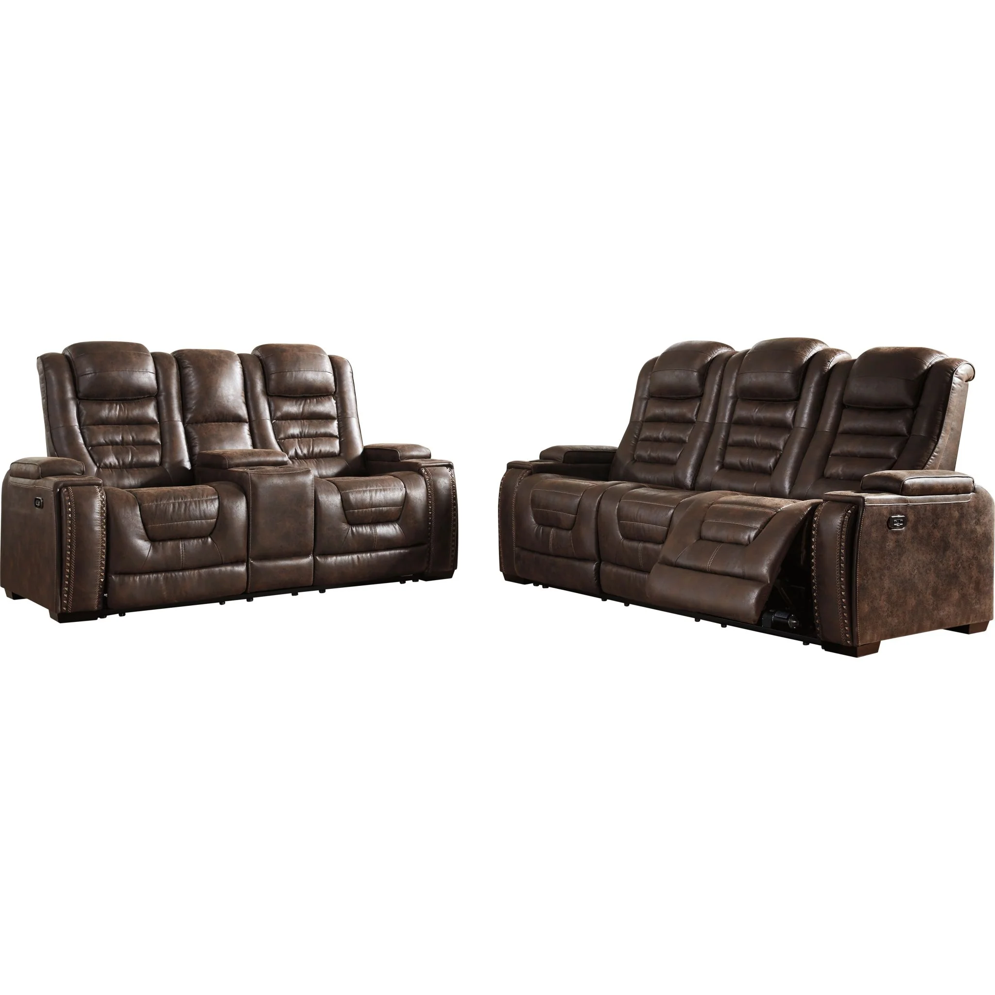 Game Zone Power Reclining Sofa With Power Headrest - Bark - Image 6