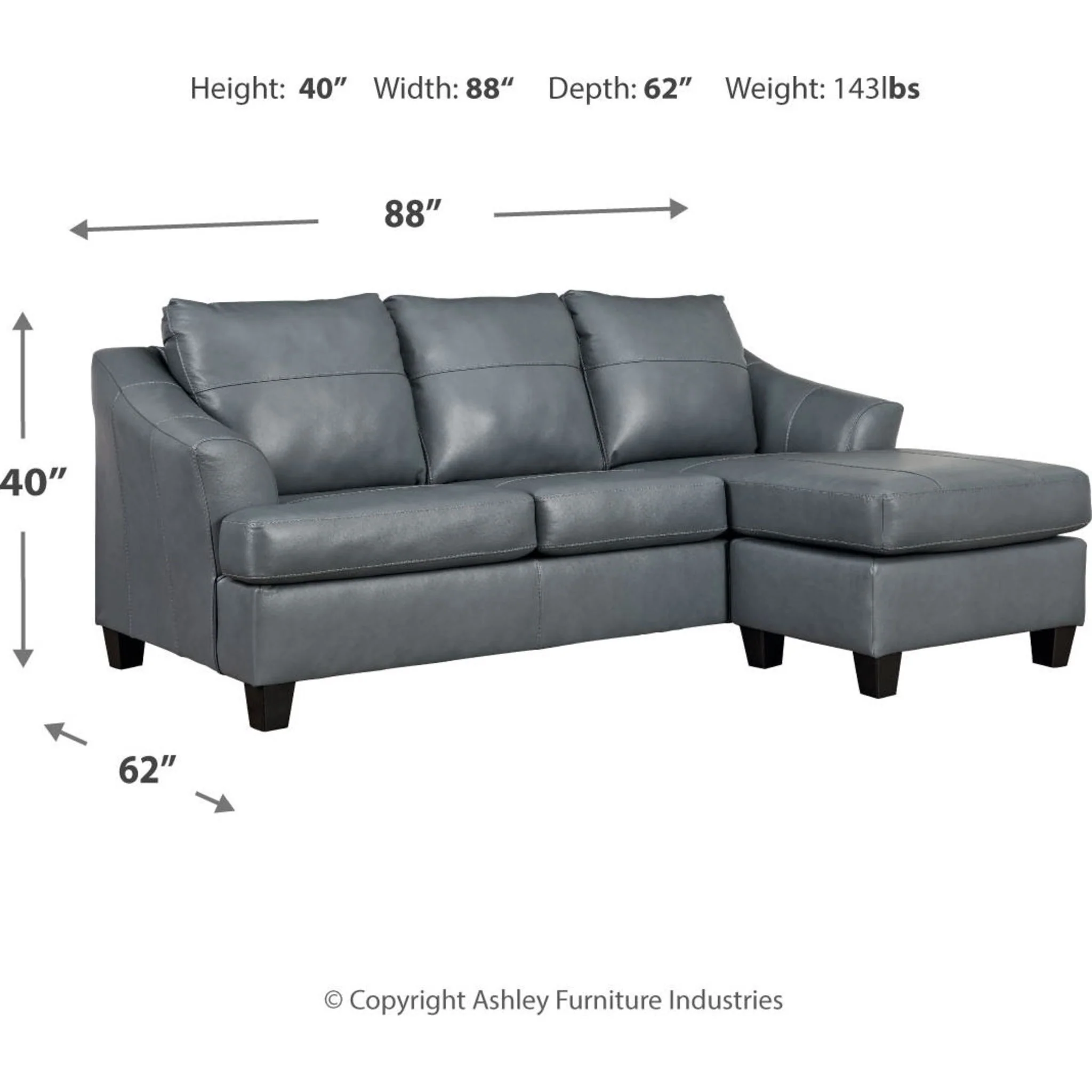 Genoa Sofa Chaise - Steel - Image 4