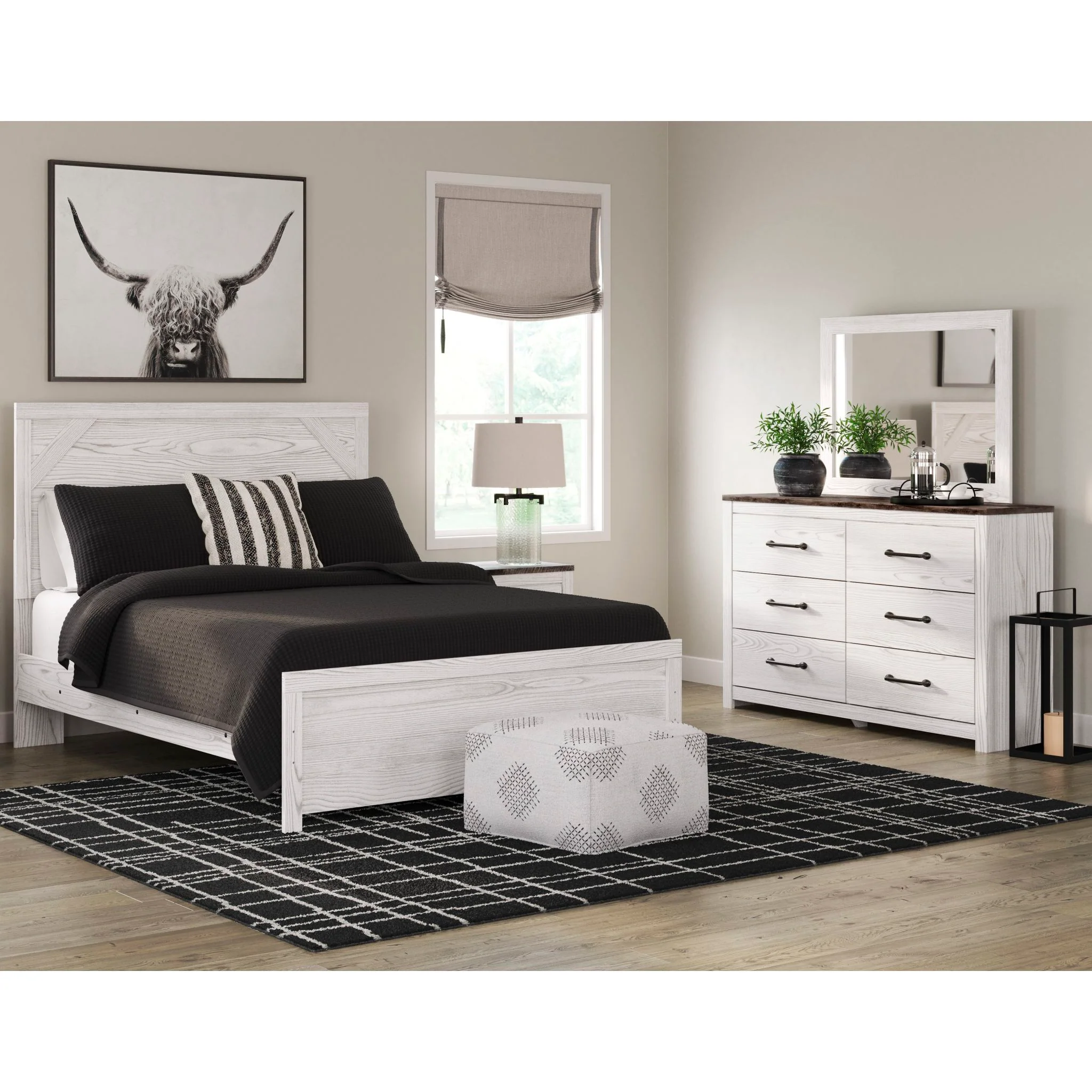Gerridan 5 Piece Queen Panel Bedroom - White/Gray - Image 2