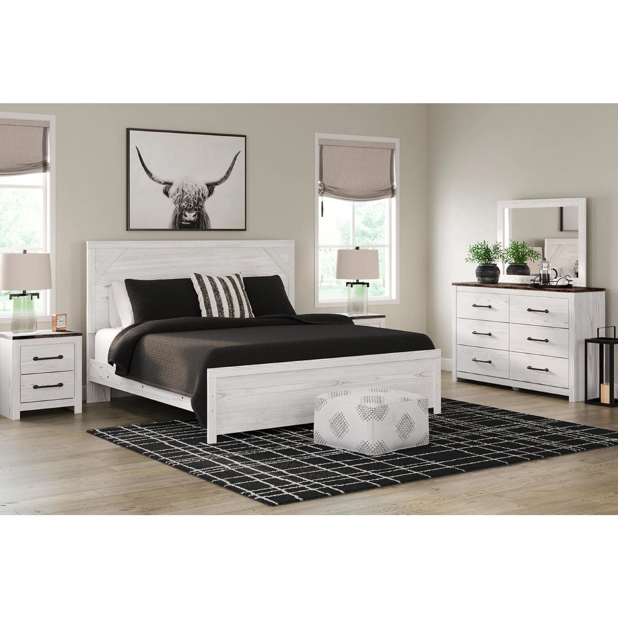 Gerridan 6 Piece Panel Bedroom - White/Gray - Image 15