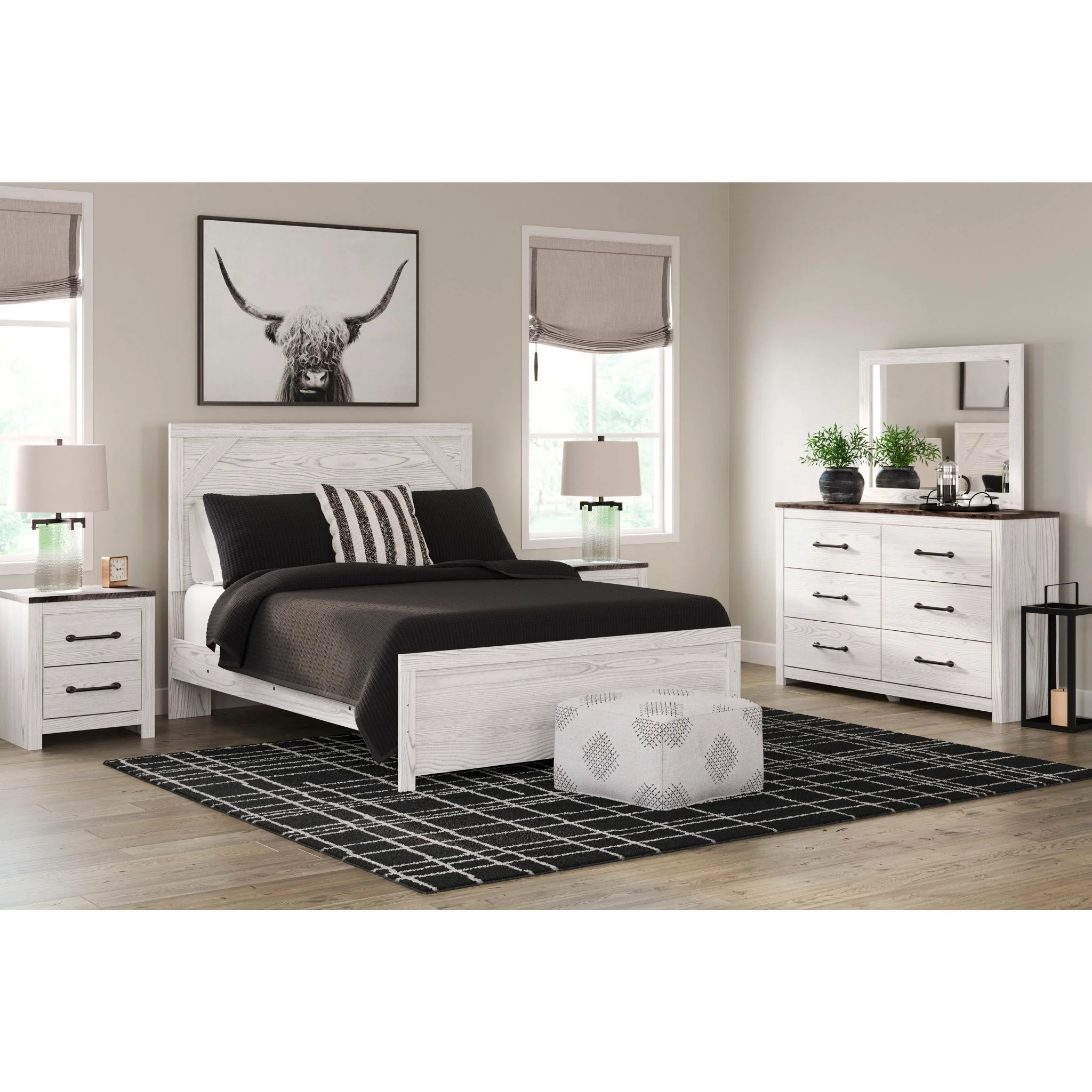 Gerridan 6 Piece Panel Bedroom - White/Gray - Image 2