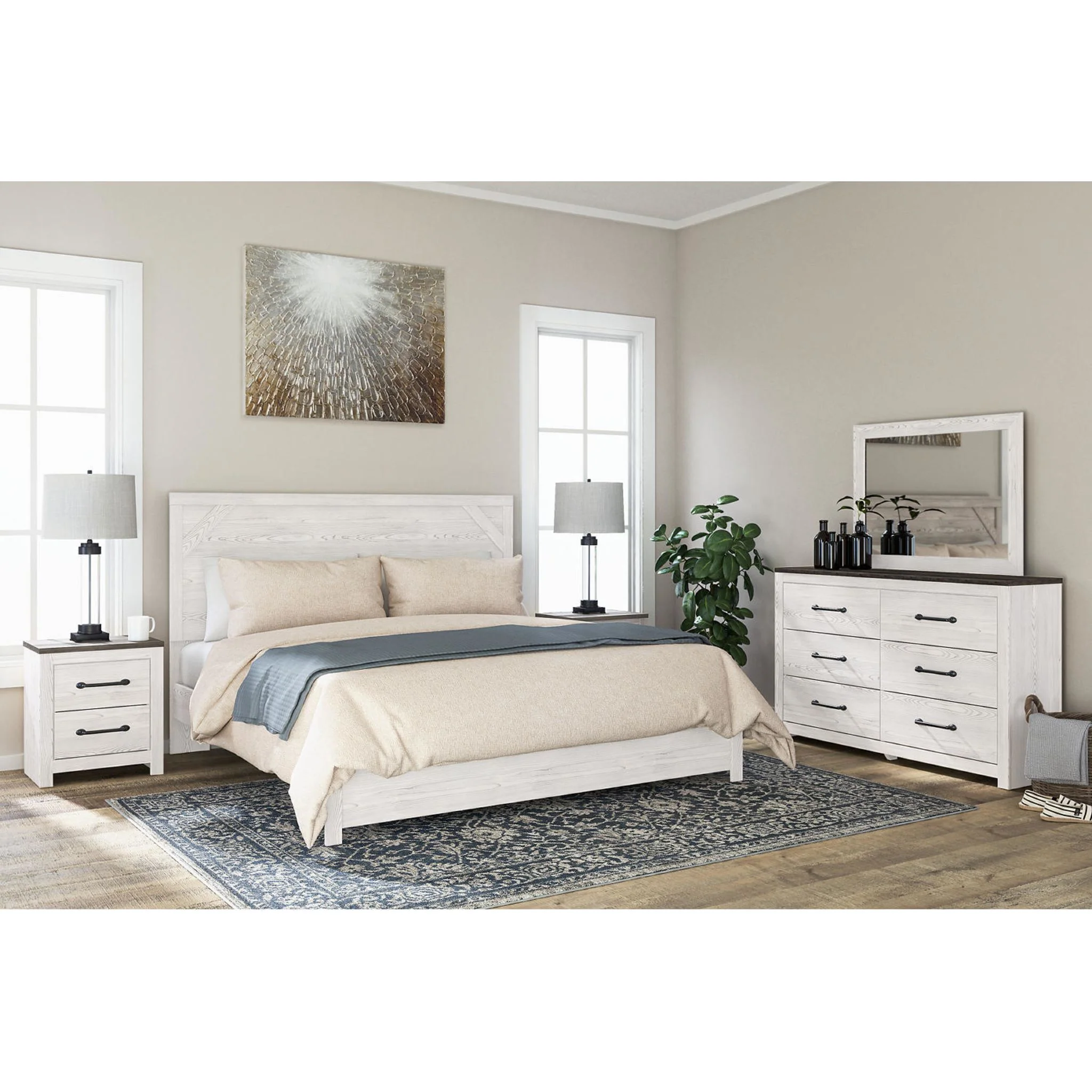 Gerridan 6 Piece Panel Bedroom - White/Gray - Image 21