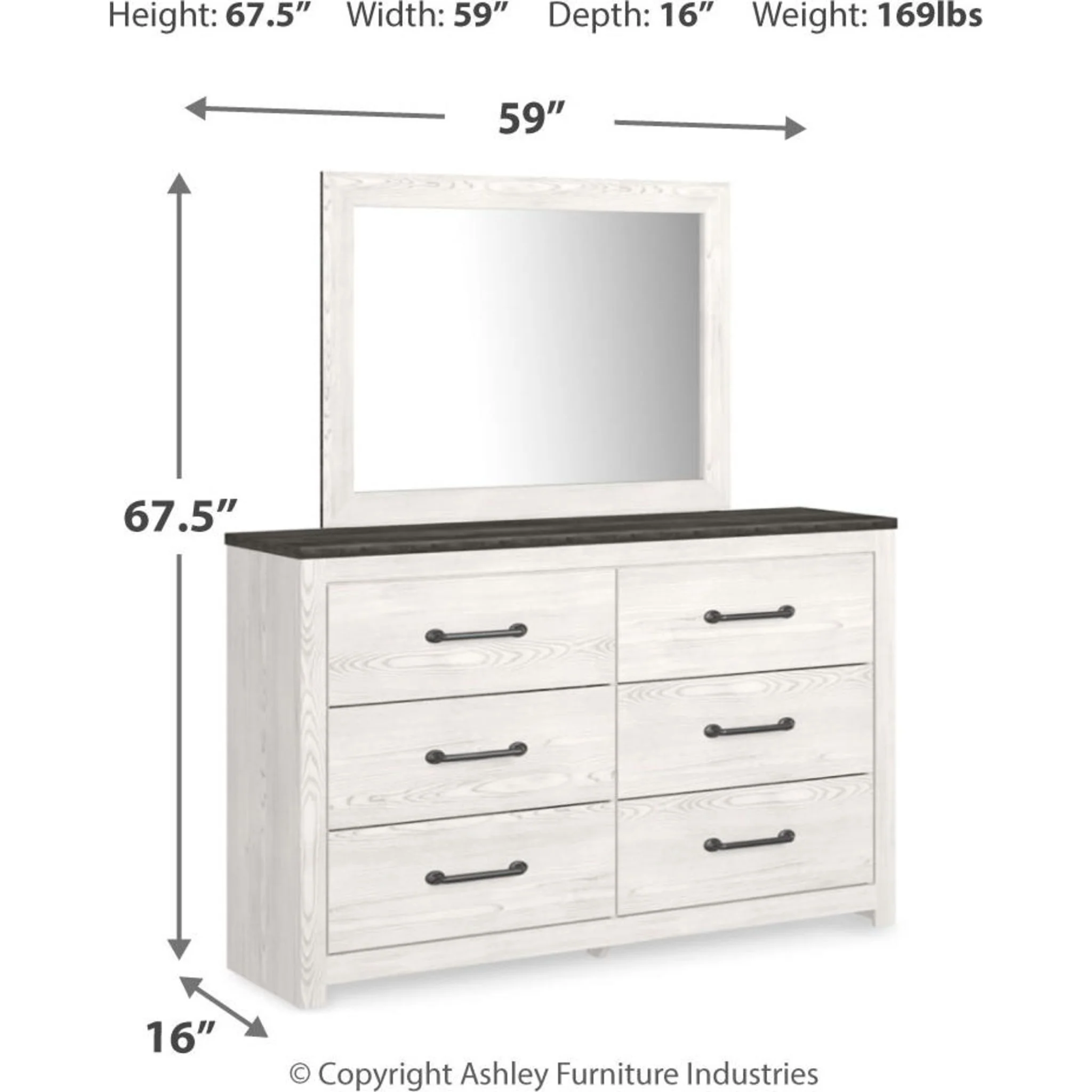 Gerridan Dresser and Mirror - White/Gray - Image 5
