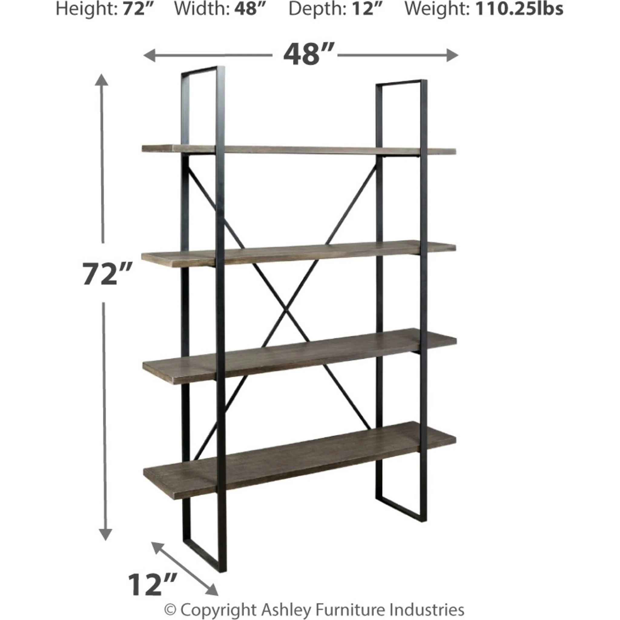Gilesgrove Bookcase - Black/Gray - Image 4