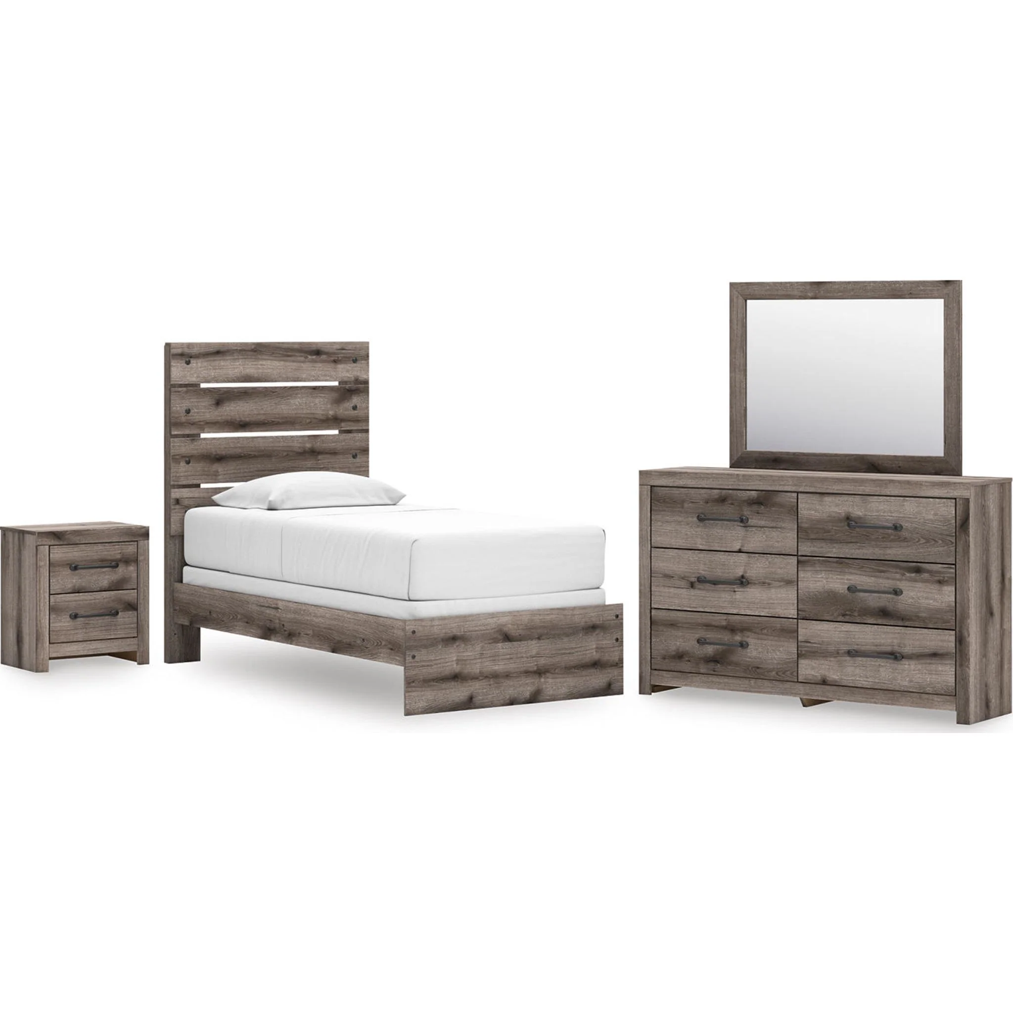 Graystorm 6 Piece Twin Panel Bedroom - Brown Gray