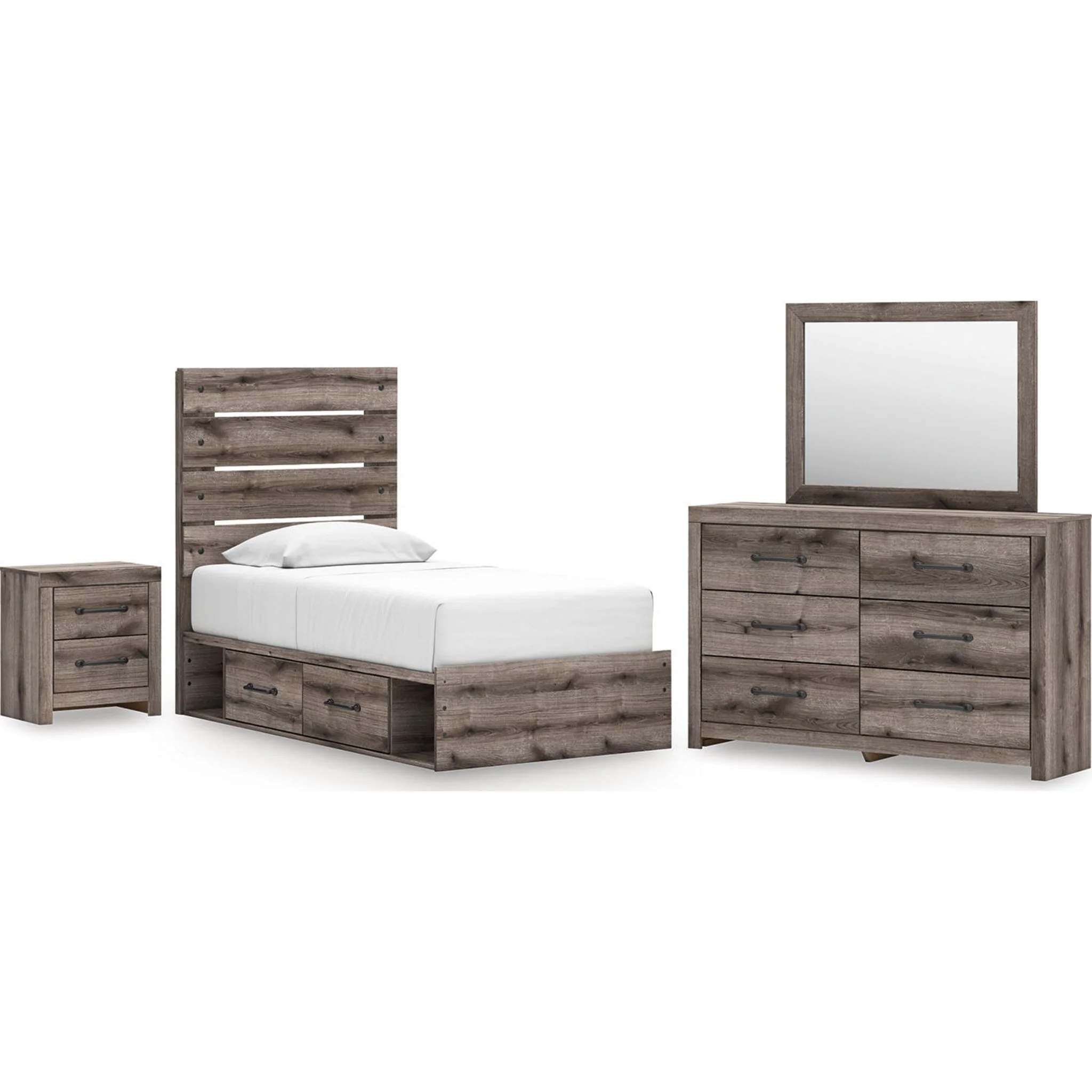 Graystorm 6 Piece Twin Storage Bedroom - Brown Gray
