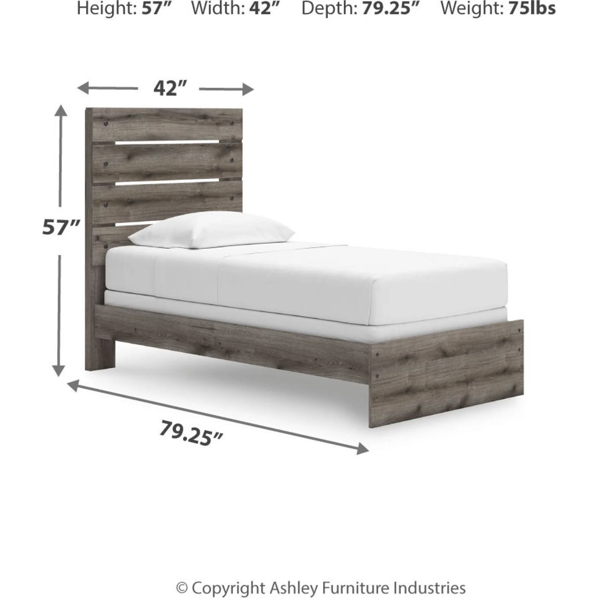 Graystorm Twin Panel Bed - Brown Gray - Image 3
