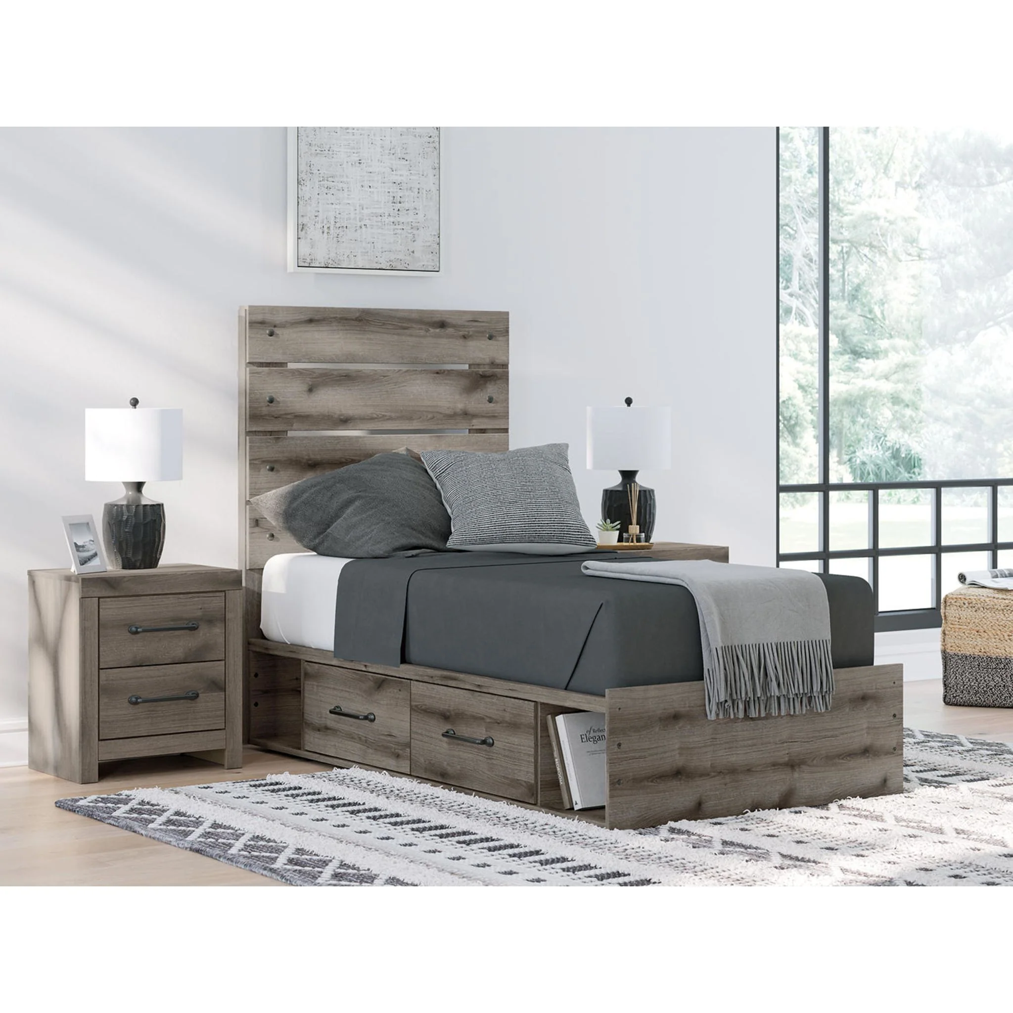 Graystorm Twin Storage Bed - Brown Gray - Image 2