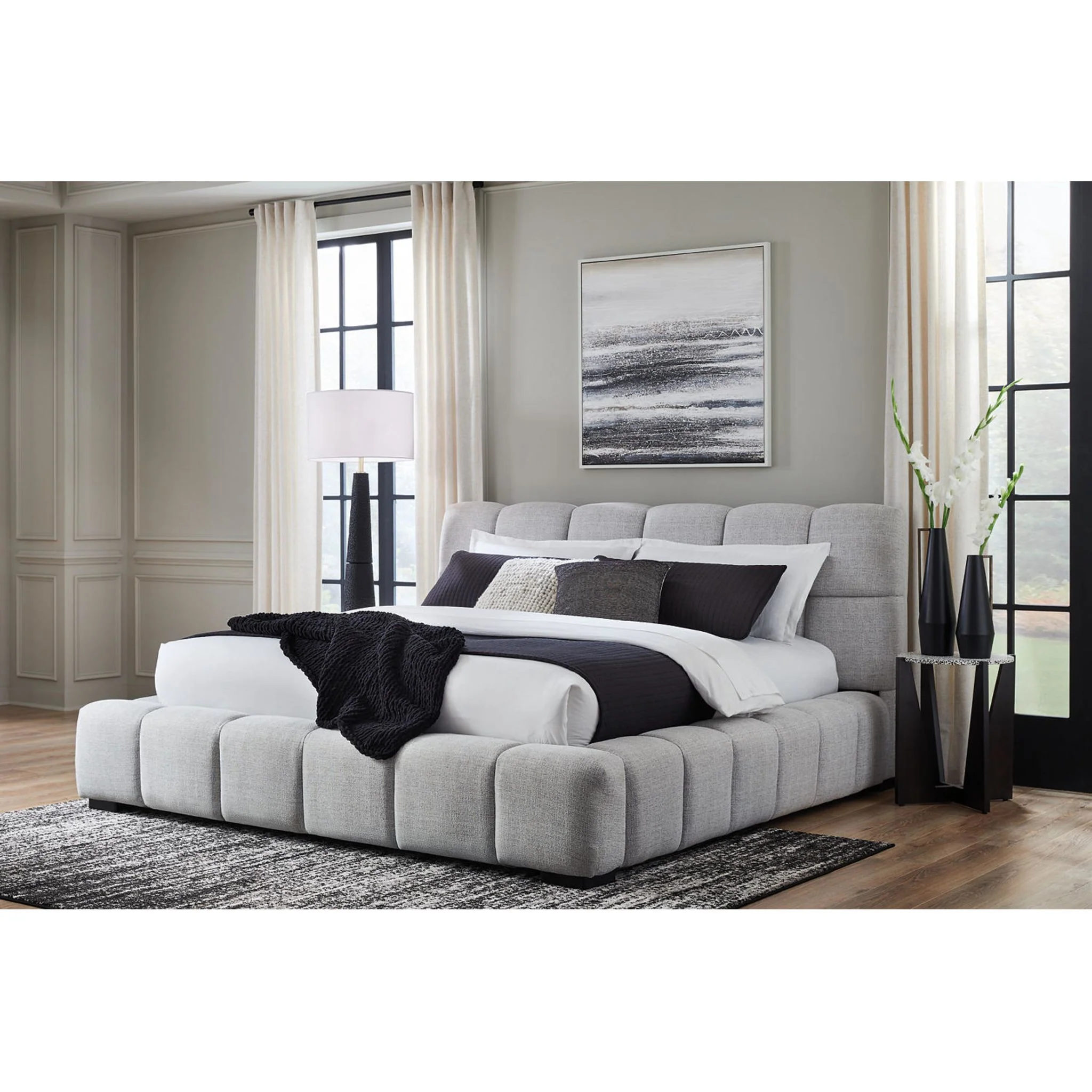 Grendusk Upholstered Bed - Light Gray - Image 15