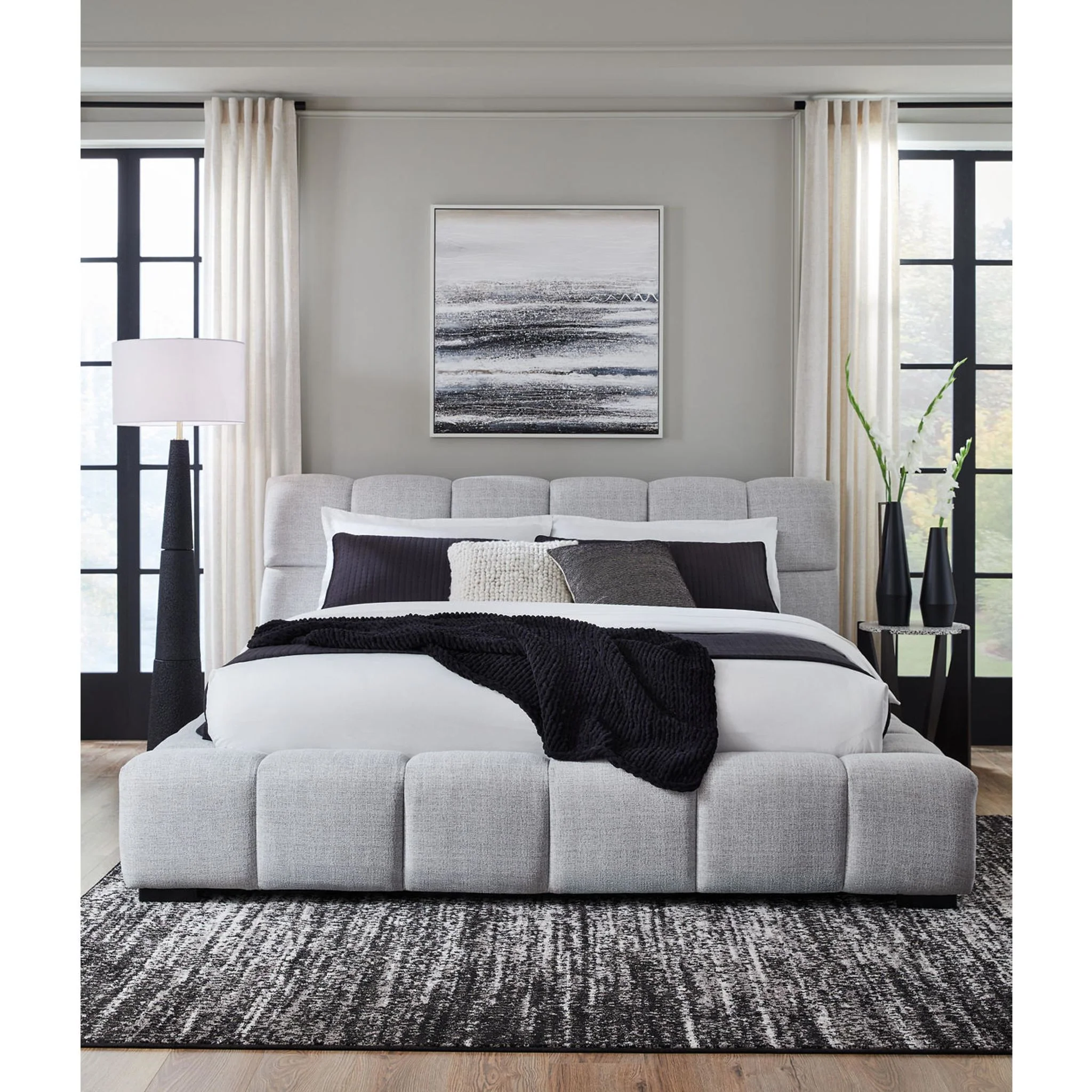Grendusk Upholstered Bed - Light Gray - Image 19