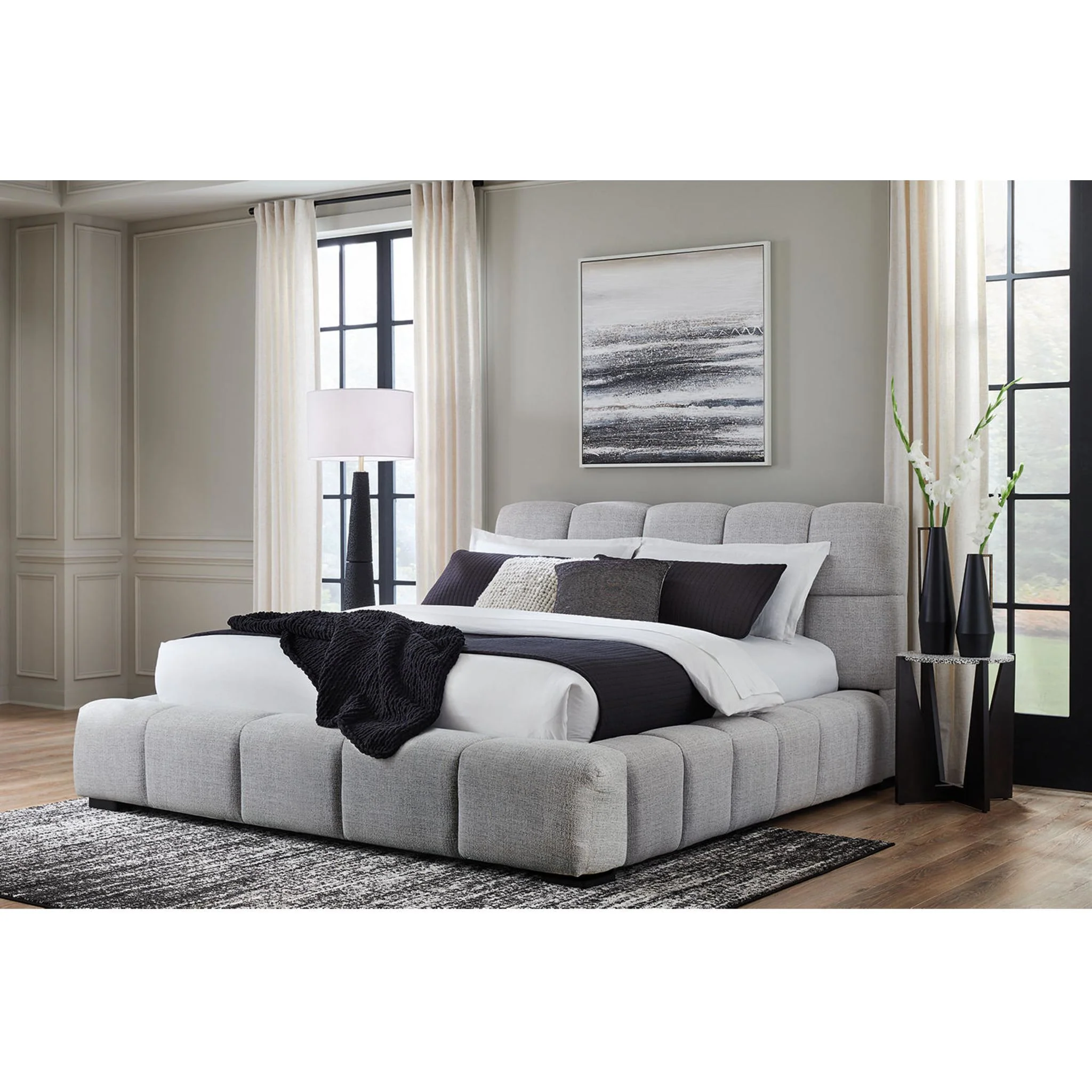 Grendusk Upholstered Bed - Light Gray - Image 2