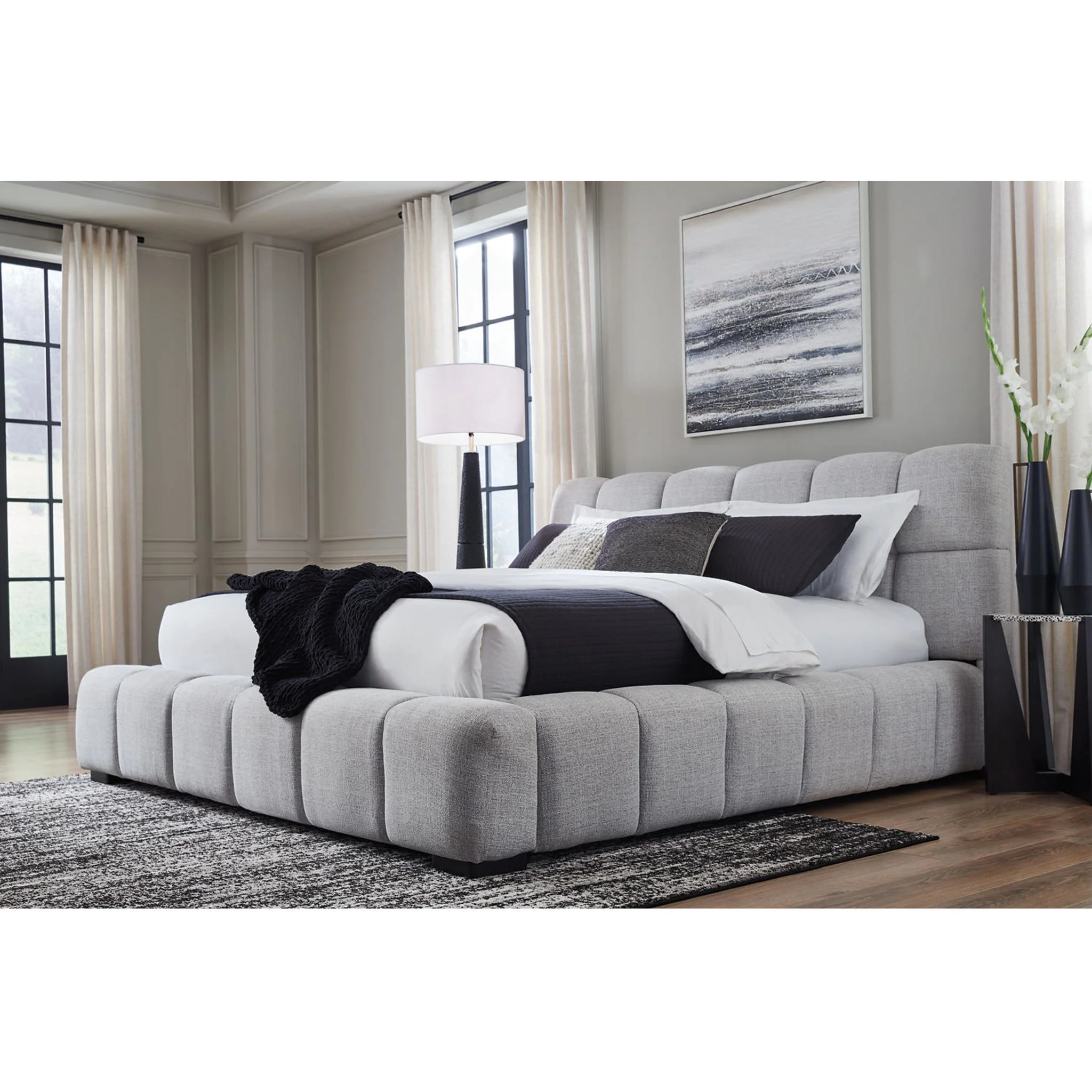 Grendusk Upholstered Bed - Light Gray - Image 8