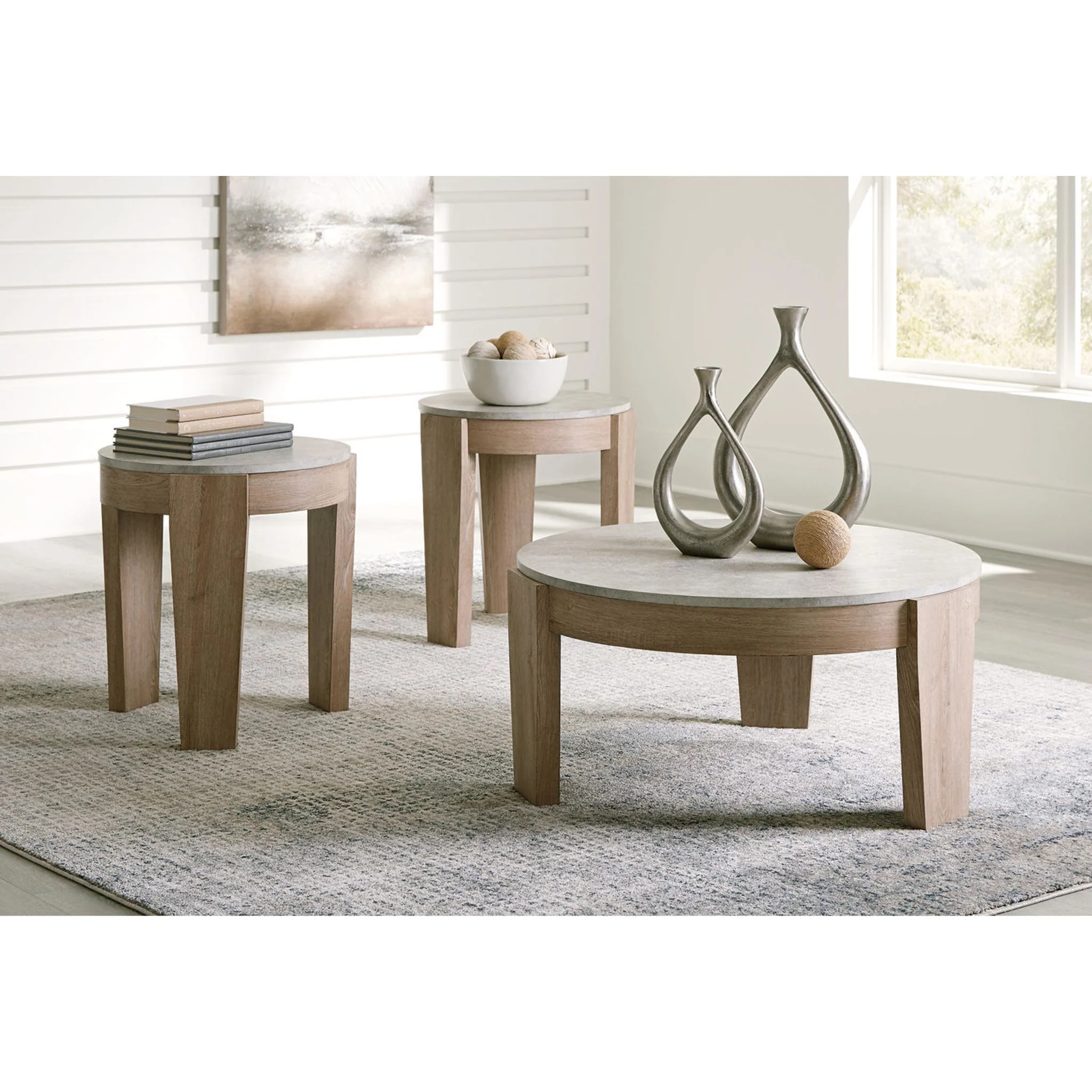 Guystone 3 Pack Tables - Light Brown - Image 2