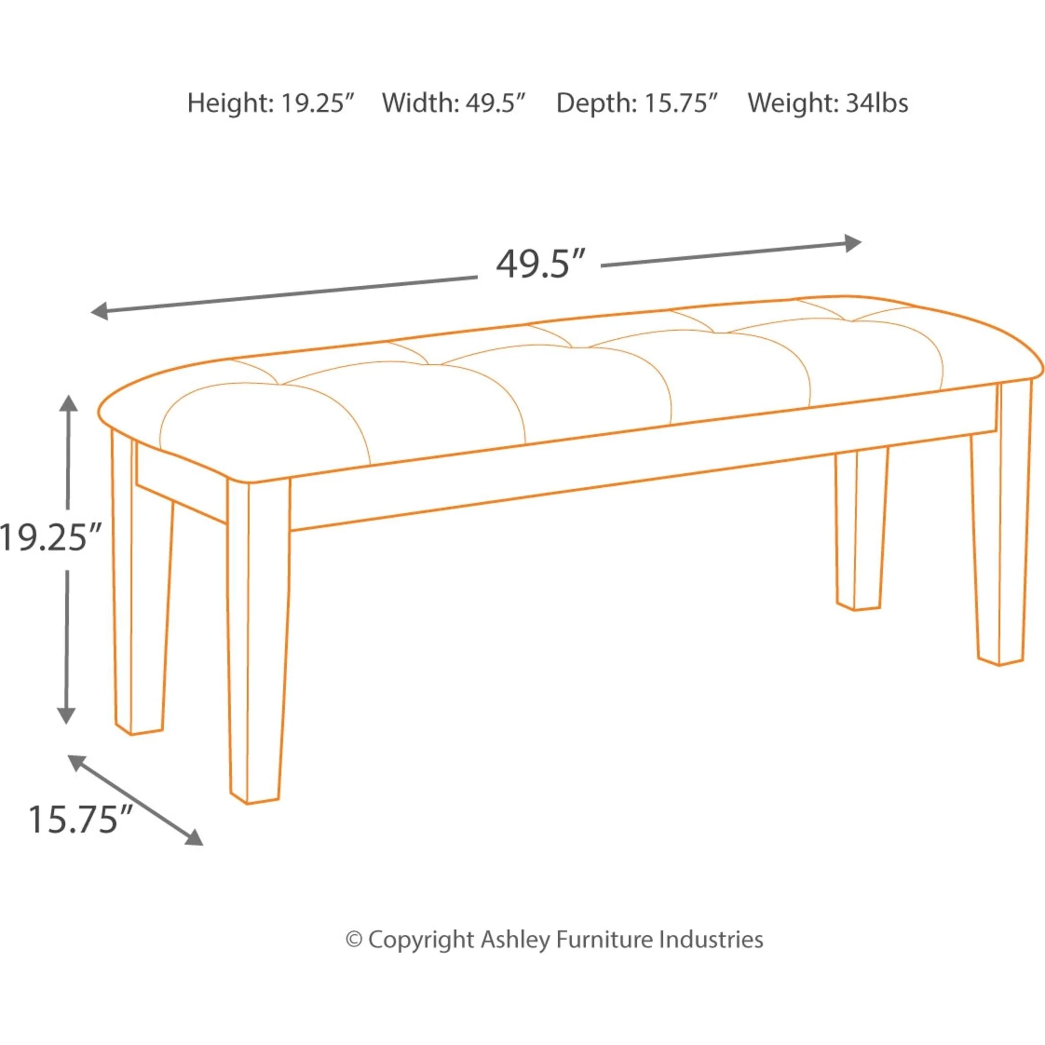 Haddigan Dining Bench - Dark Brown - (D596-00) - Image 10
