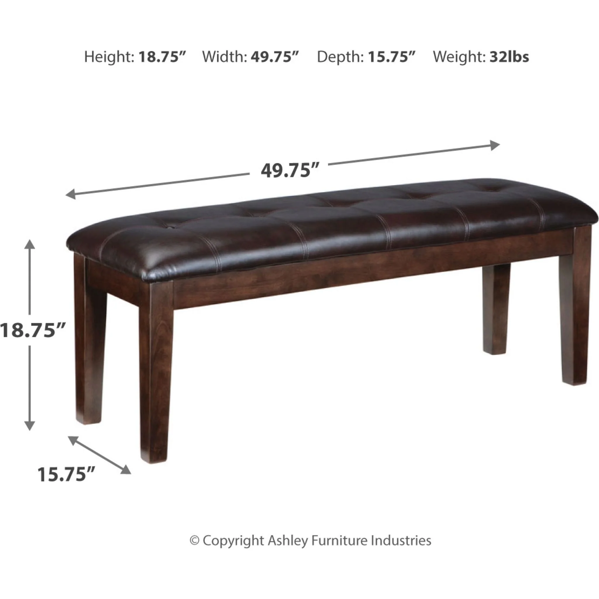 Haddigan Dining Bench - Dark Brown - (D596-00) - Image 9