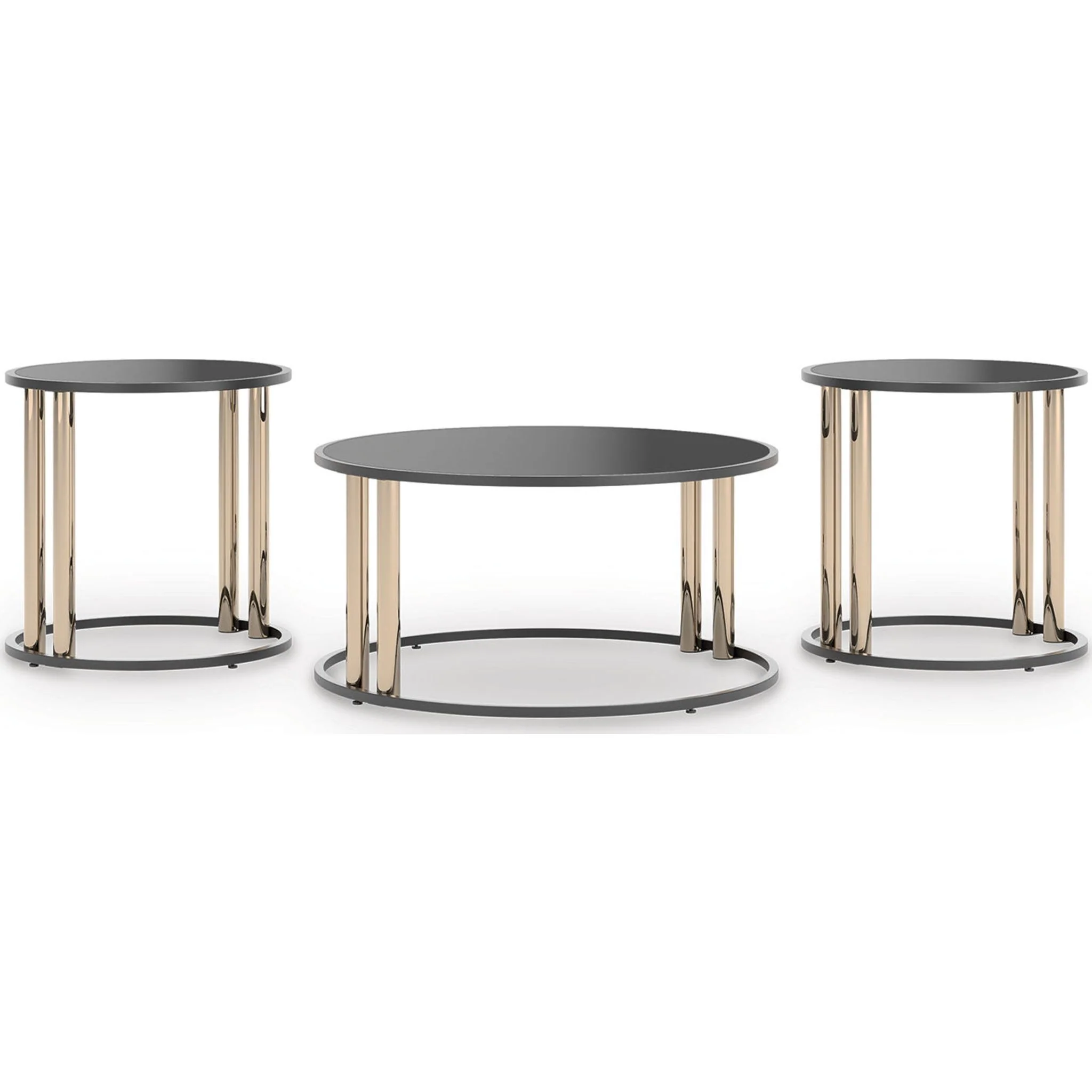 Hannerly 3 Pack Tables - Black/Gold Finish - Image 10